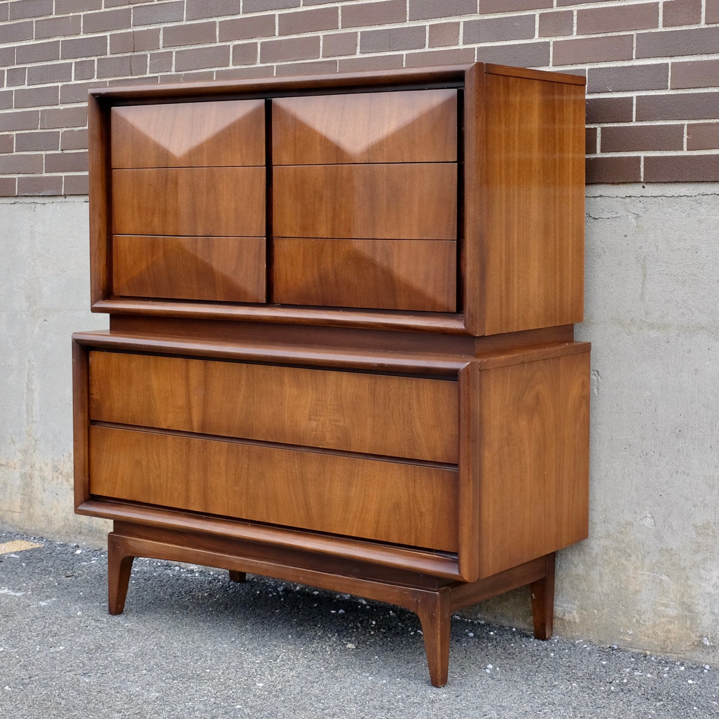 United Furniture Diamond Front Walnut Tall Dresser / Gentleman's Chest