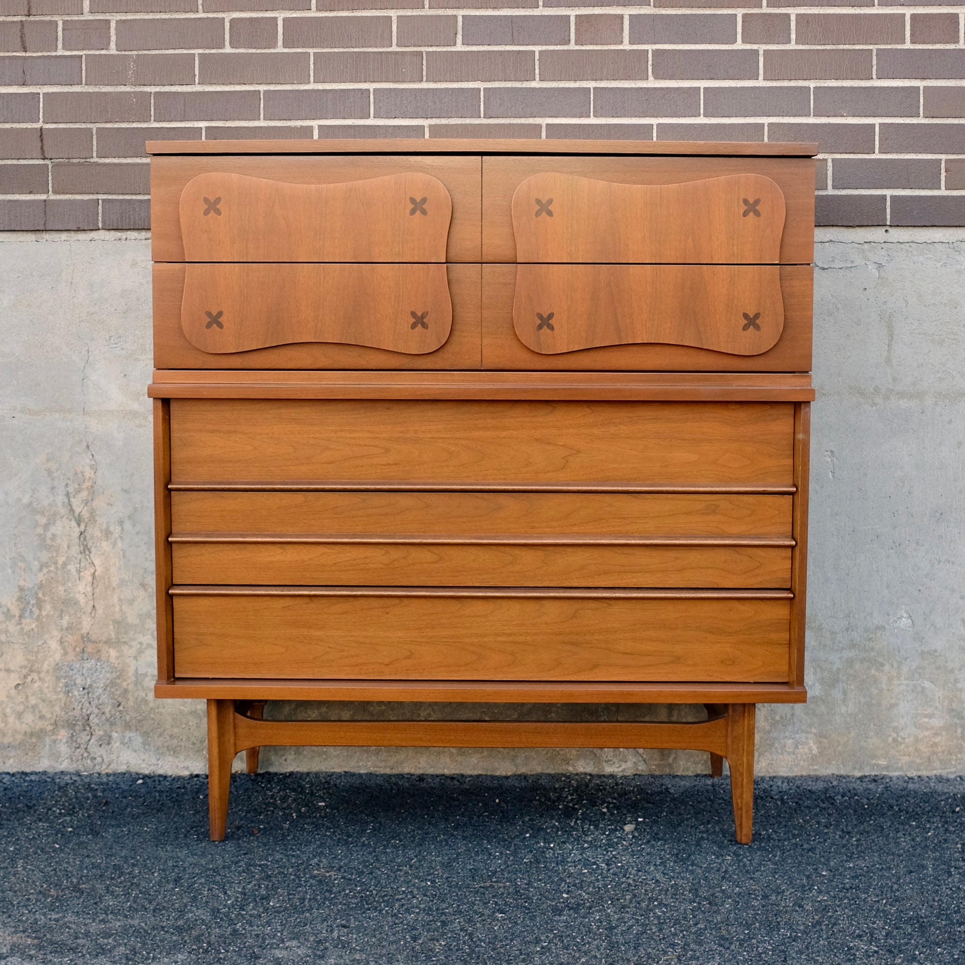 bassett furniture mid century modern dresser Mid Century Basset 6 Drawer Dresser Atomic Furnishing & Design