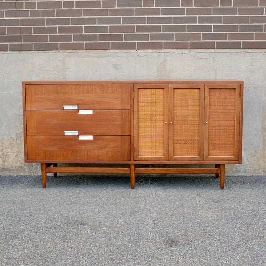 American of Martinsville "Accord" Walnut & Cane Dresser