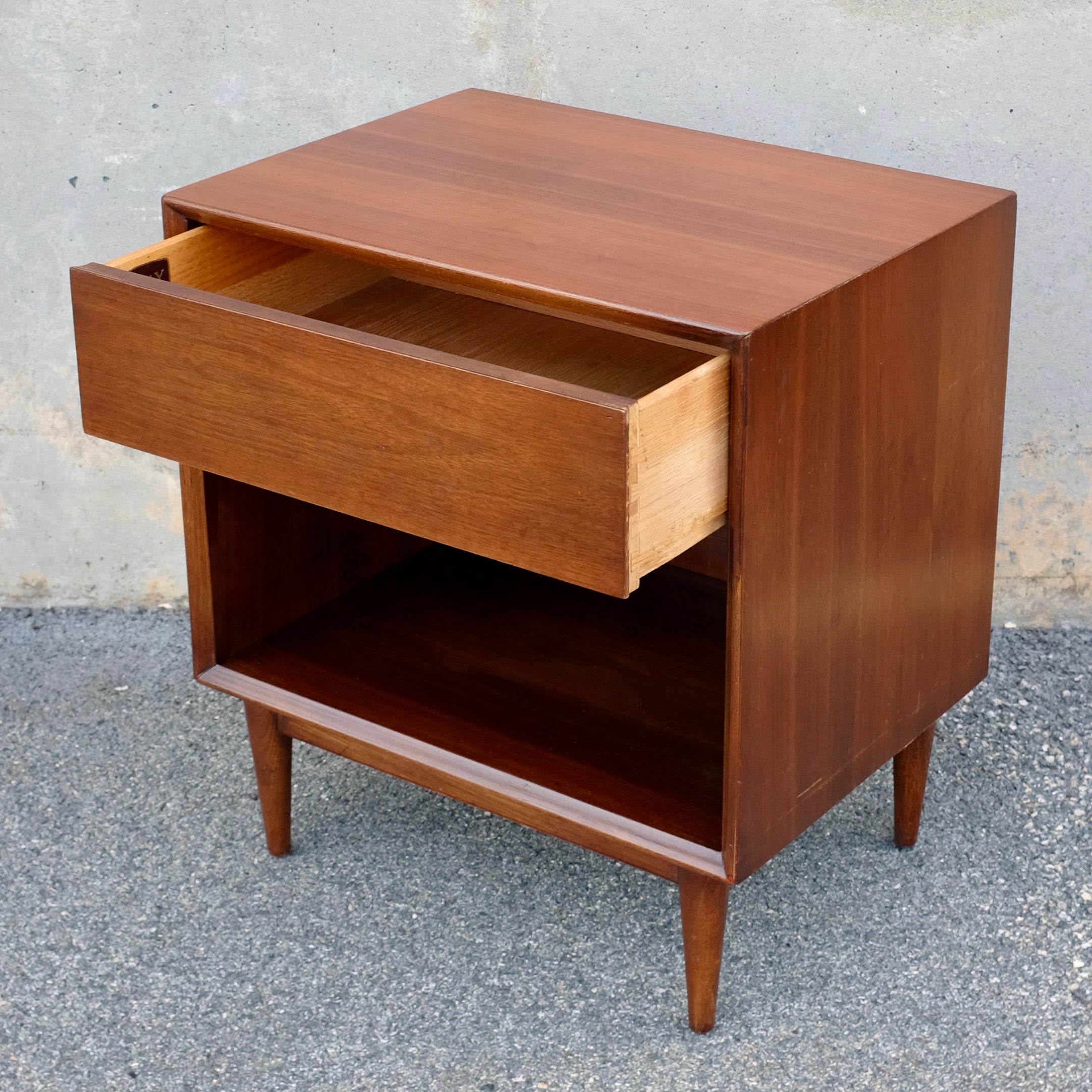 Mid century store modern walnut nightstand