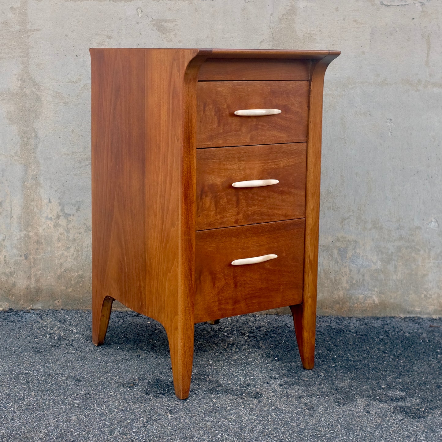 Drexel Furniture "Profile" Walnut 3 Drawer Dresser / "Pier Chest"
