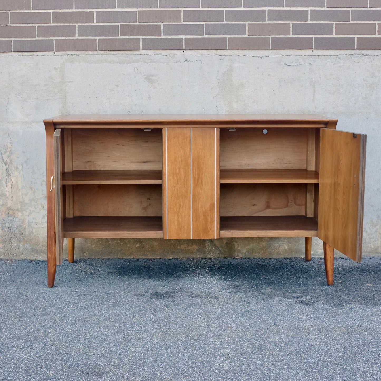 Drexel Furniture "Profile" Walnut Credenza / Record Cabinet / Buffet