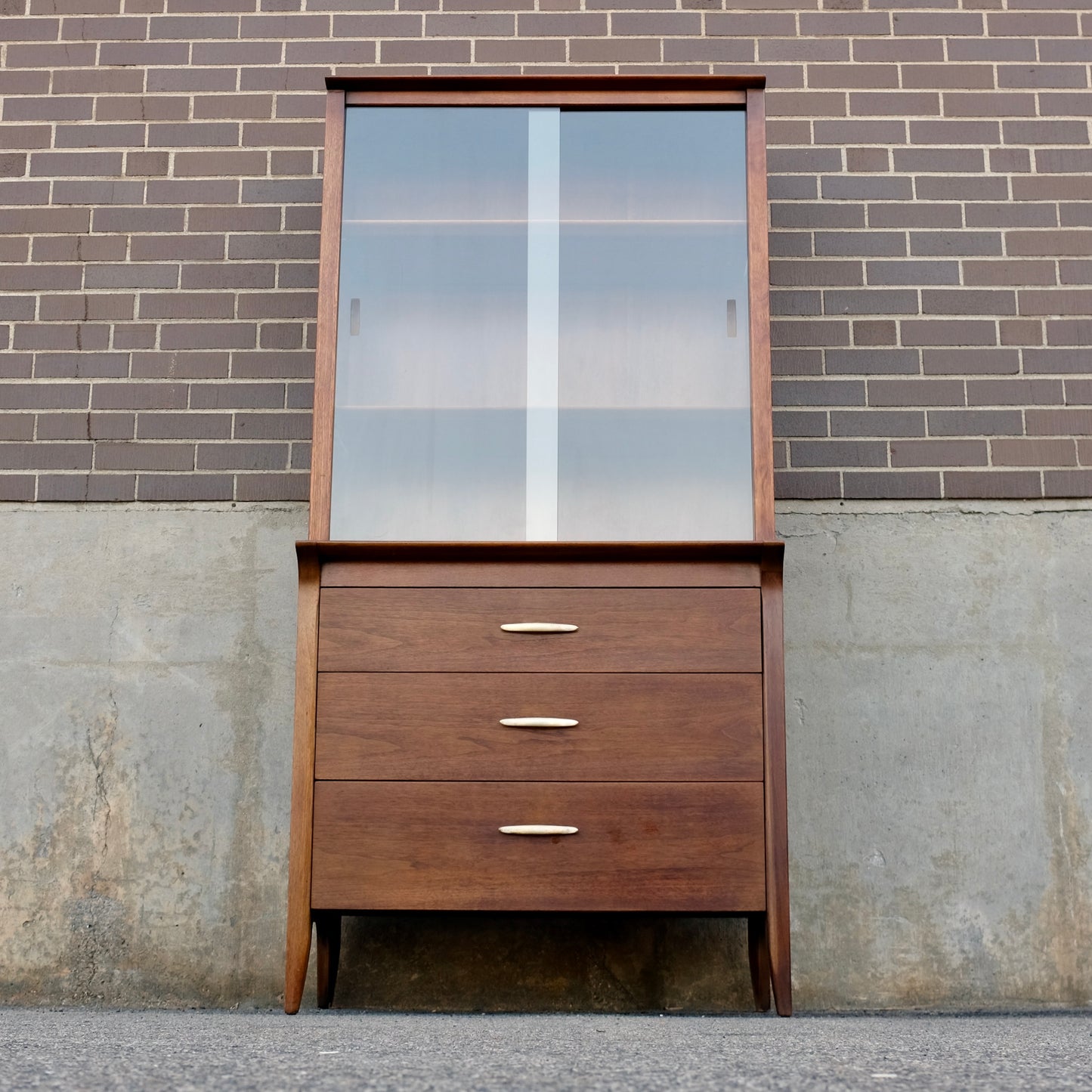Drexel Furniture "Profile" Walnut China Cabinet - Chest & Hutch