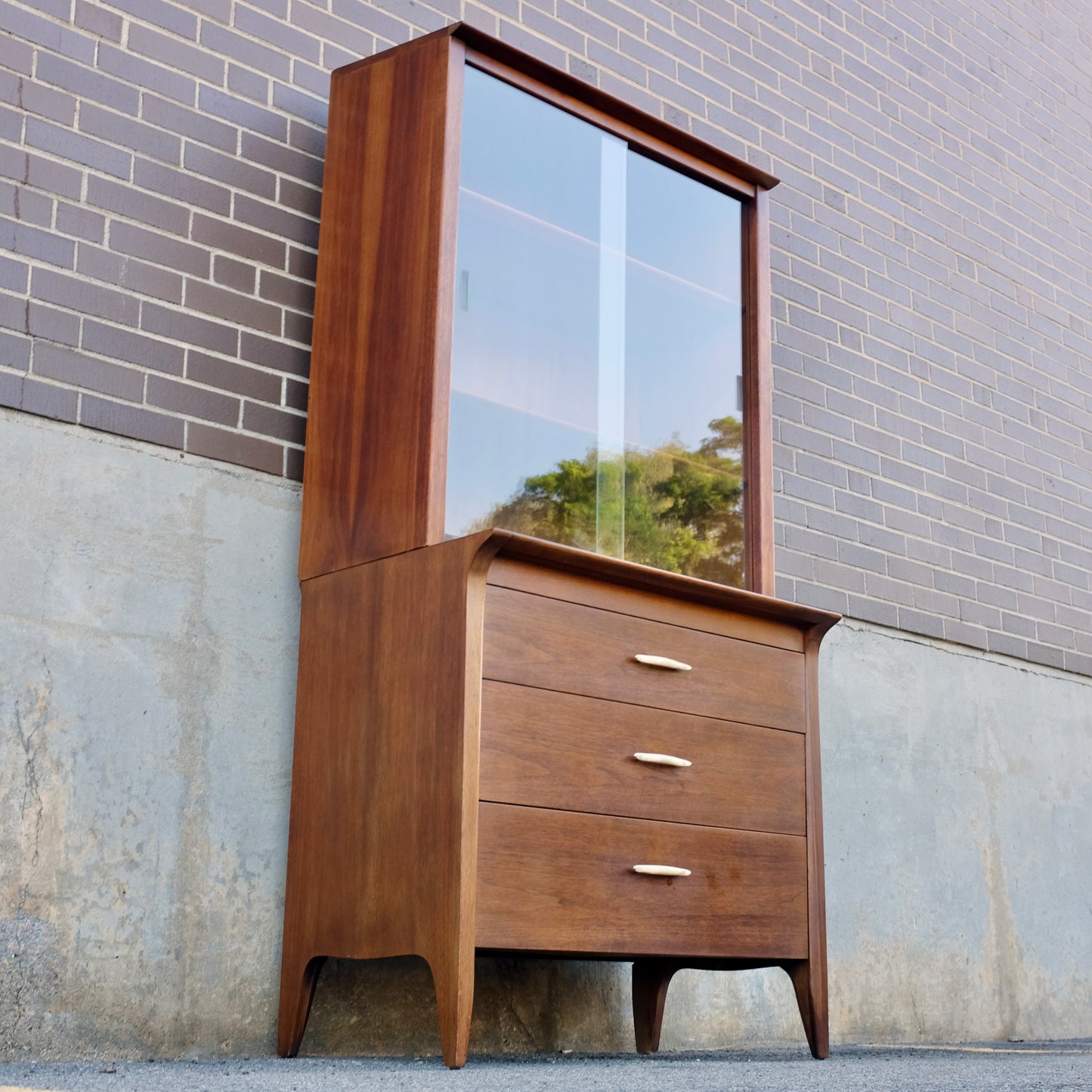 Drexel Furniture "Profile" Walnut China Cabinet - Chest & Hutch