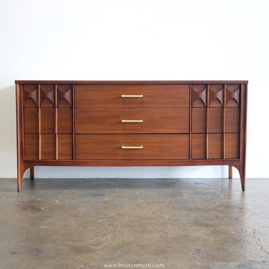 Kent Coffey "Perspecta" Rosewood & Walnut Low Dresser & Mirror