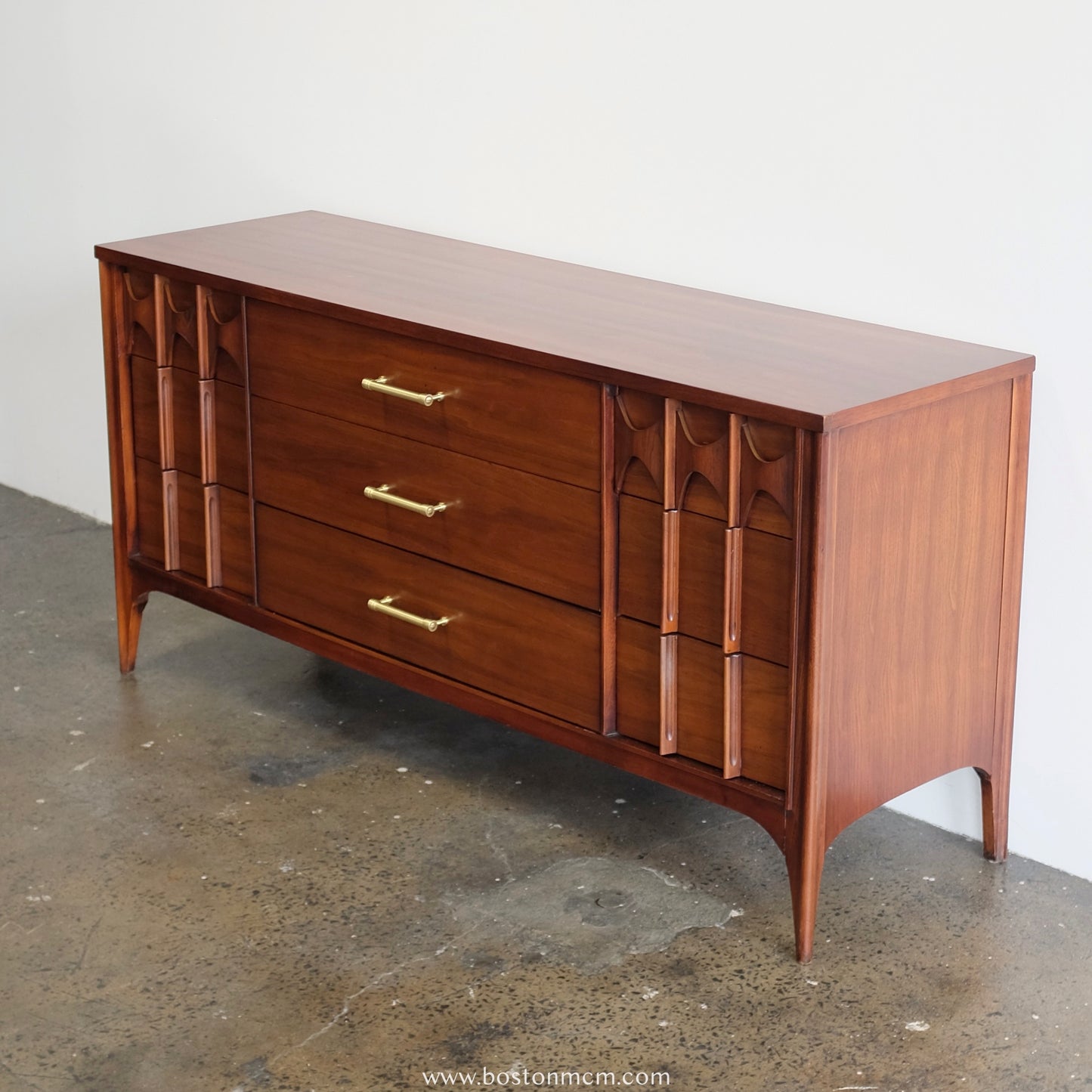 Kent Coffey "Perspecta" Rosewood & Walnut Low Dresser & Mirror