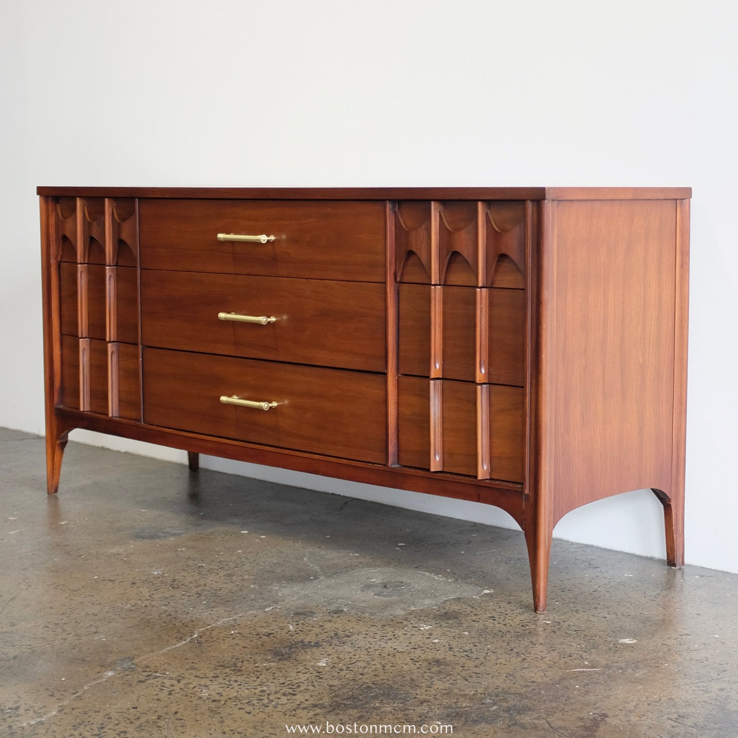 Kent Coffey "Perspecta" Rosewood & Walnut Low Dresser & Mirror