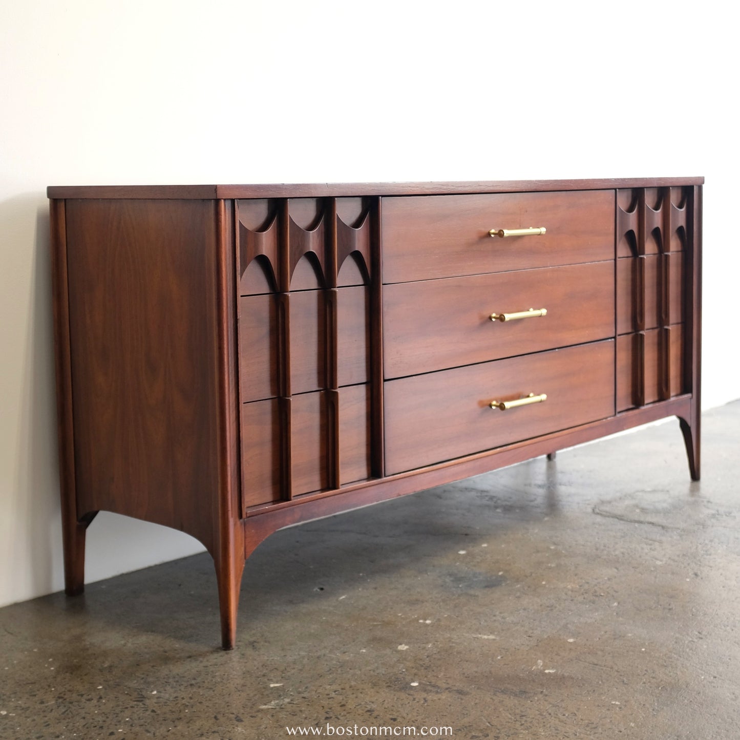 Kent Coffey "Perspecta" Rosewood & Walnut Low Dresser & Mirror