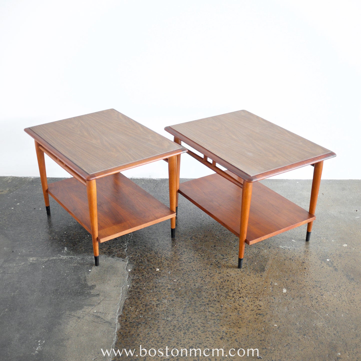Lane Furniture "Acclaim II" Walnut & Ash Pair of Side Tables