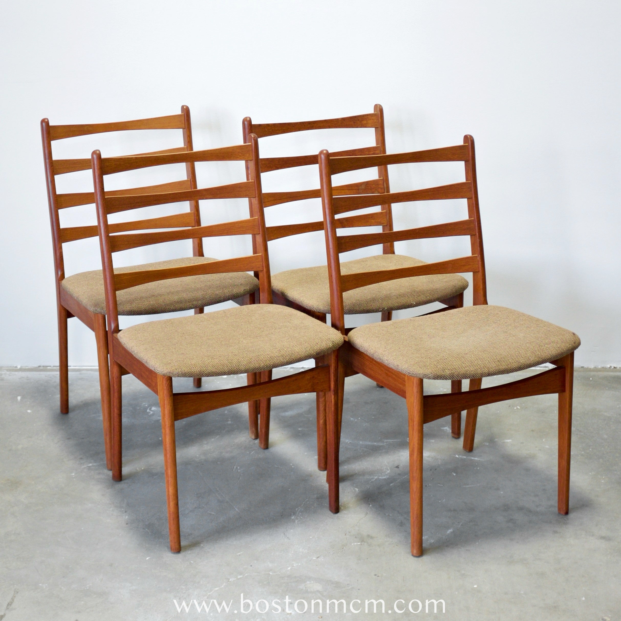 Vintage Mid Century Modern Danish Teak Ladder Back Dining Chairs