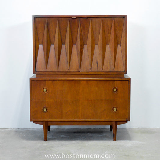 American of Martinsville "Harlequin" Walnut Tall Dresser / Gentleman's Chest