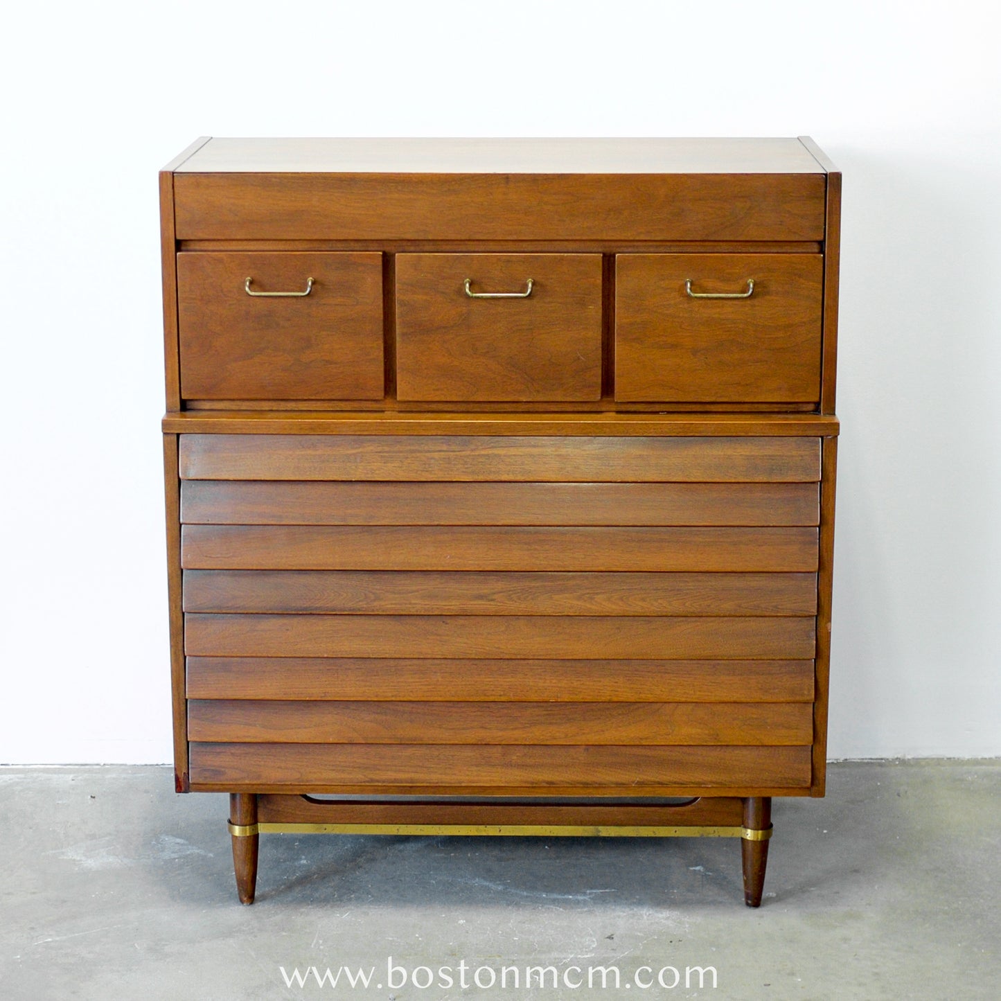 American of Martinsville "Dania" Tall Walnut Dresser