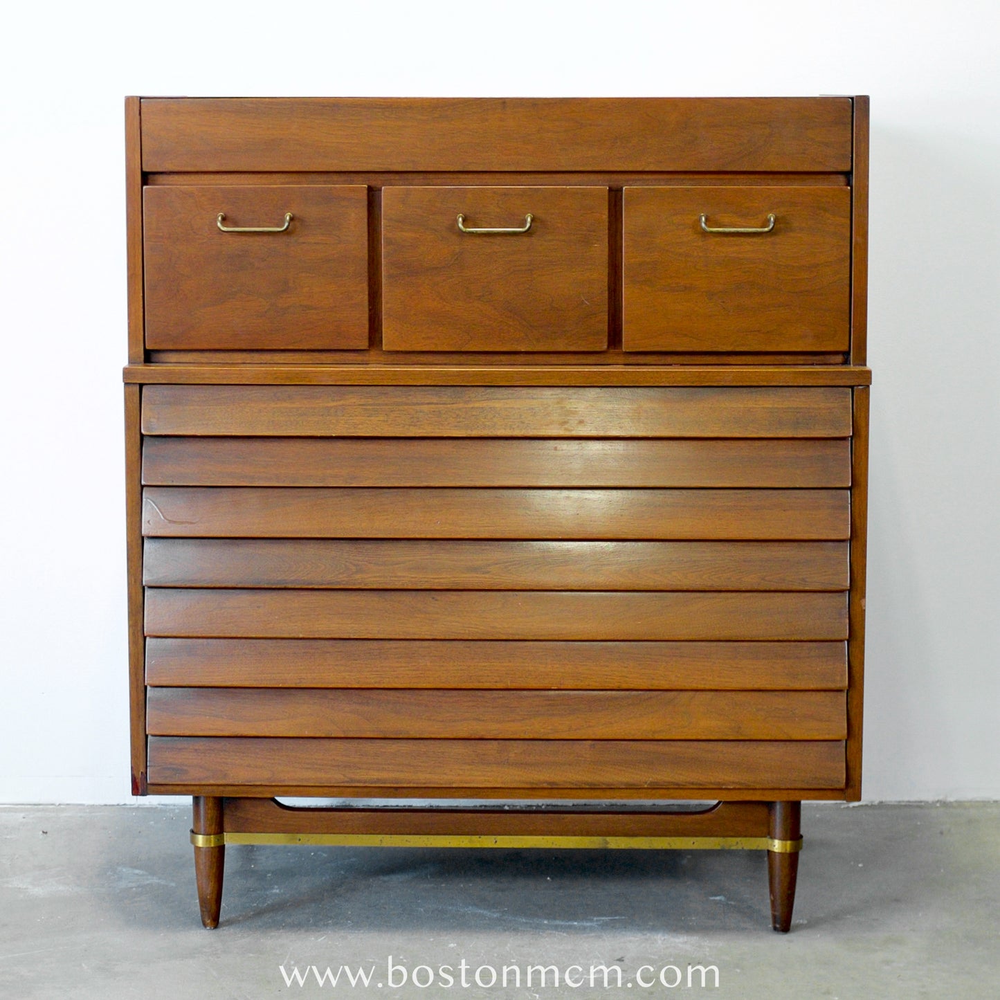 American of Martinsville "Dania" Tall Walnut Dresser