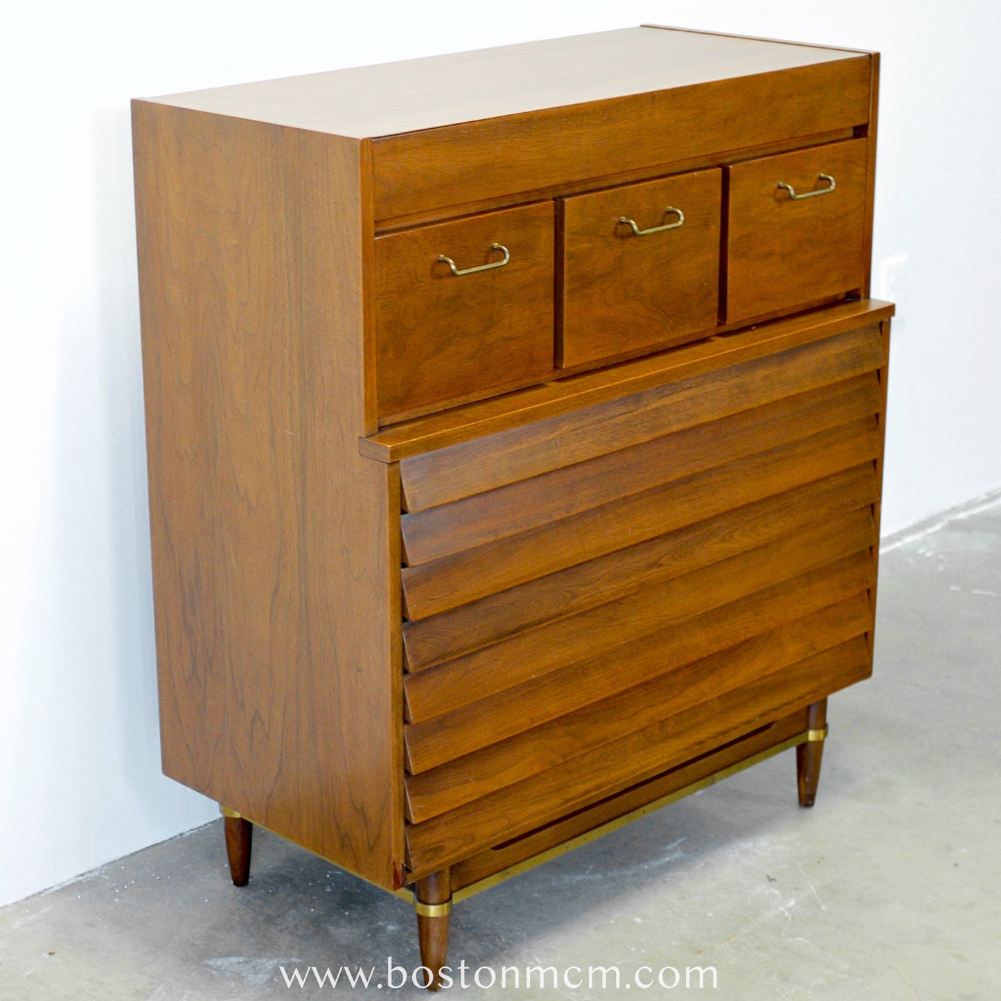 American of Martinsville "Dania" Tall Walnut Dresser