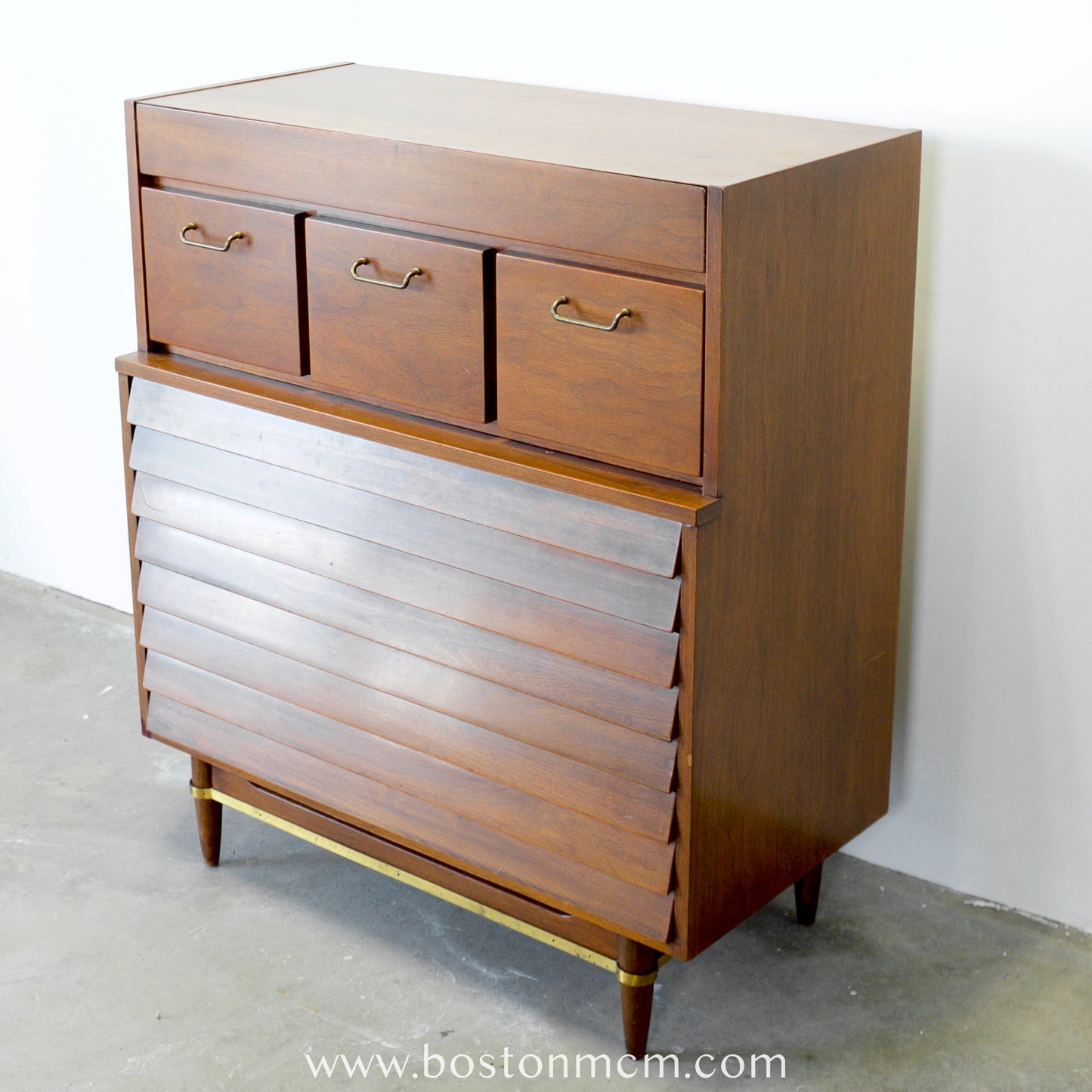 American of Martinsville "Dania" Tall Walnut Dresser