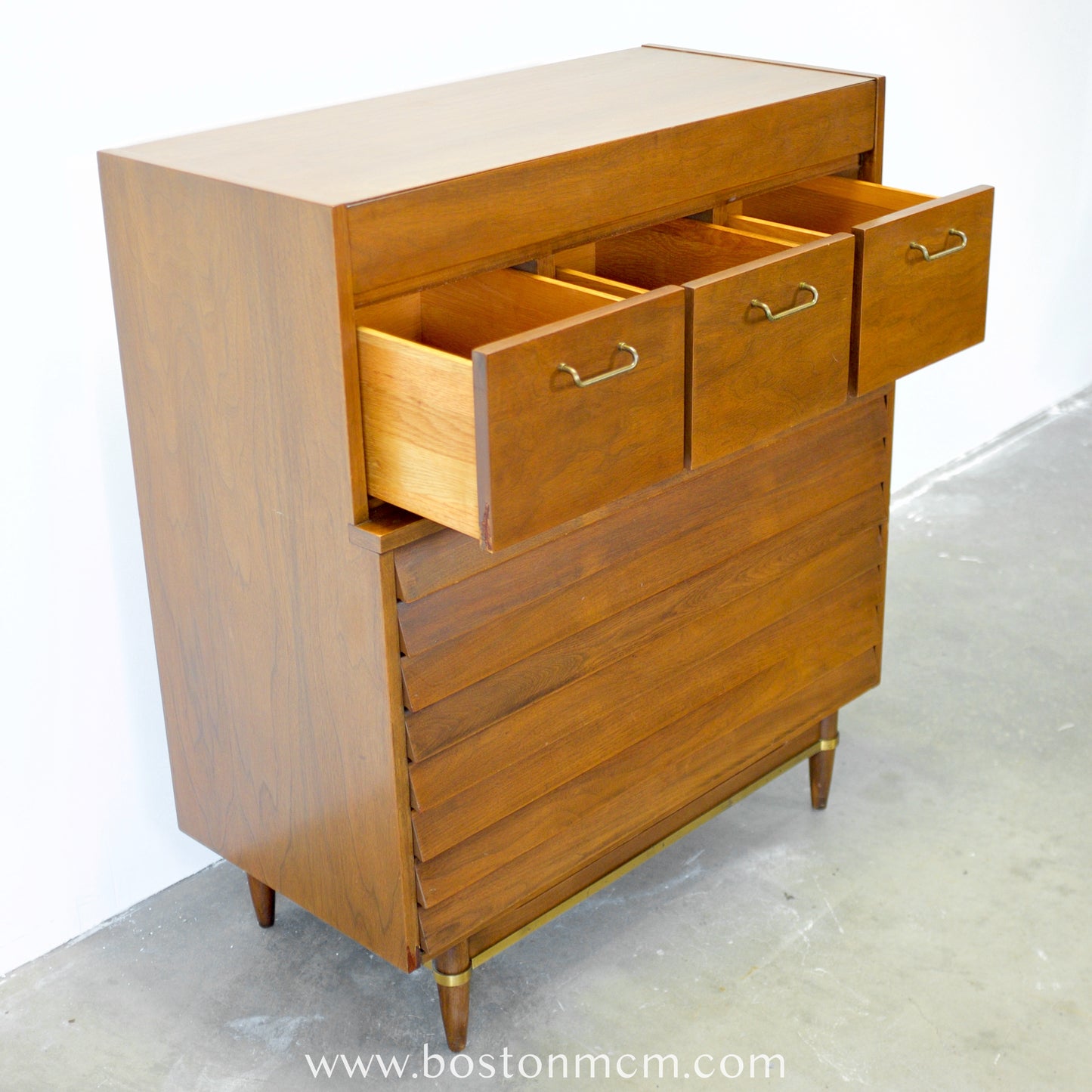 American of Martinsville "Dania" Tall Walnut Dresser