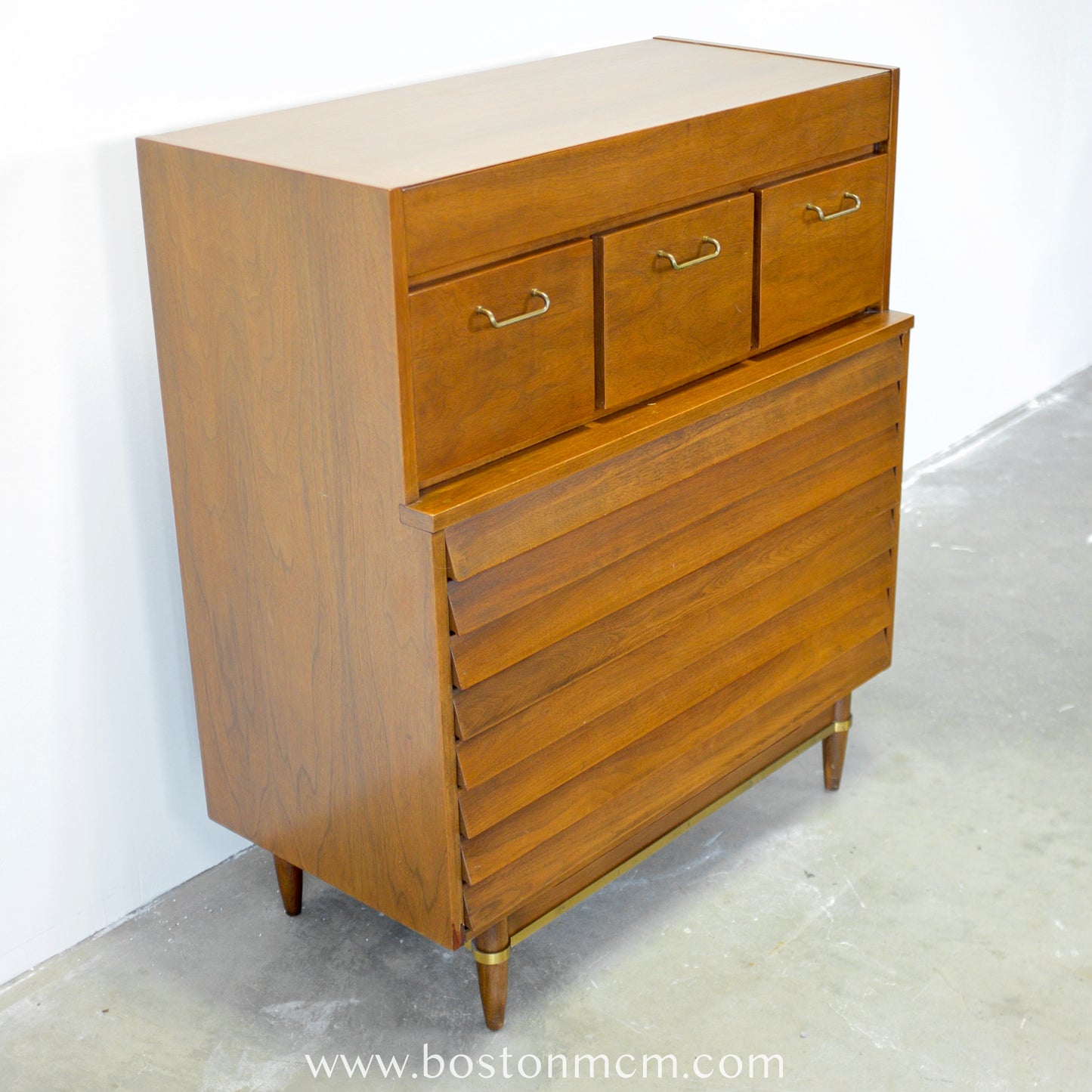 American of Martinsville "Dania" Tall Walnut Dresser