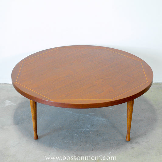 American of Martinsville Round Walnut Coffee Table