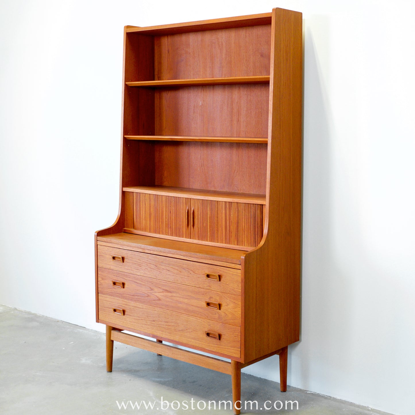 Nexø Møbelfabrik Teak Secretary Desk & Bookcase Designed by Johannes Sorth