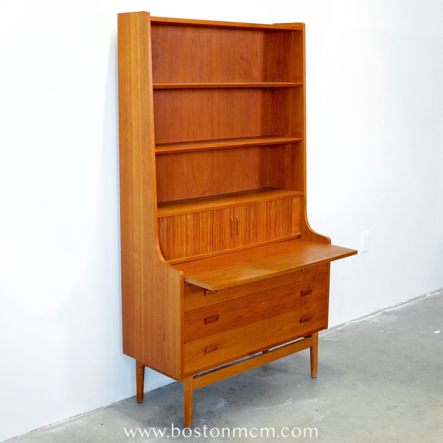 Nexø Møbelfabrik Teak Secretary Desk & Bookcase Designed by Johannes Sorth