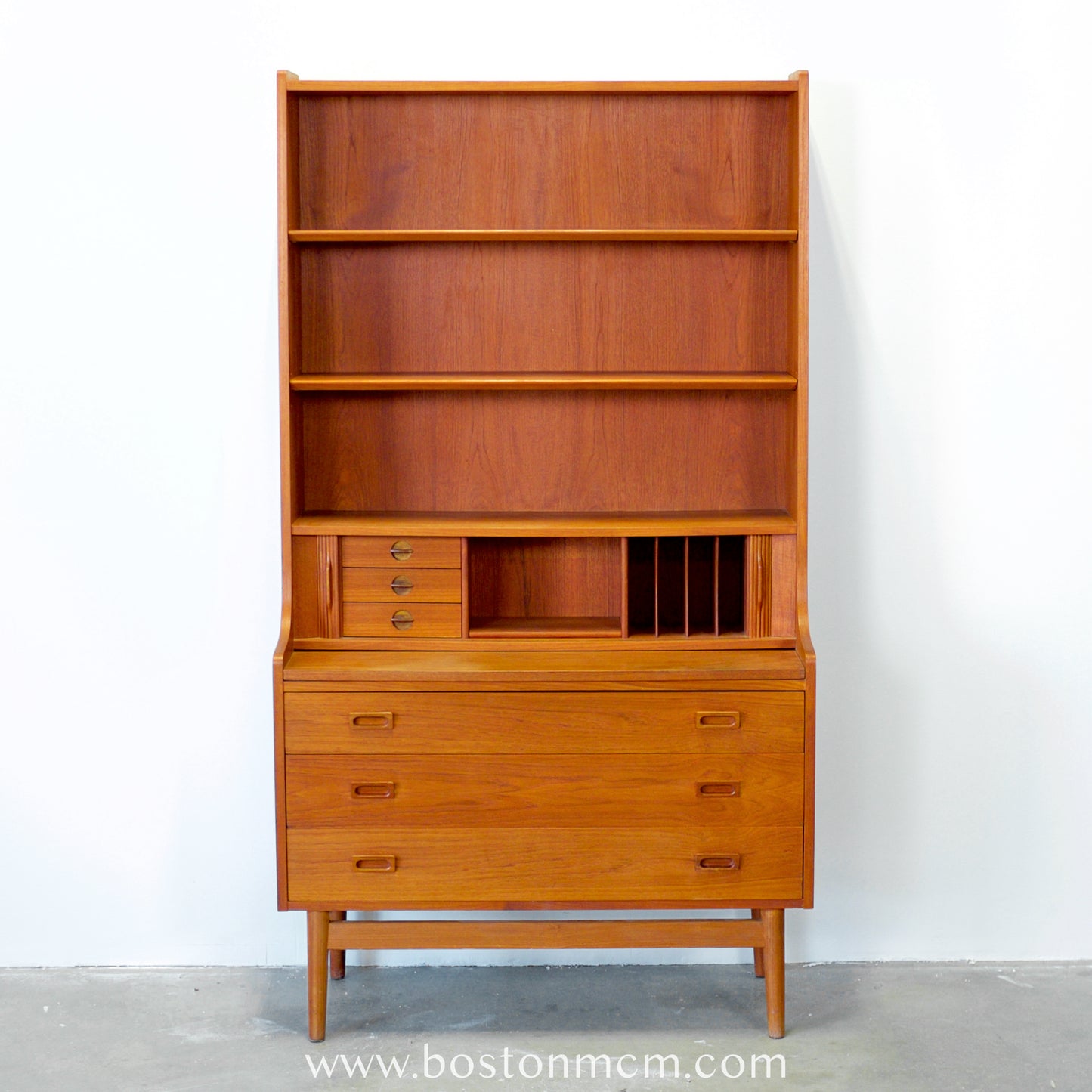 Nexø Møbelfabrik Teak Secretary Desk & Bookcase Designed by Johannes Sorth