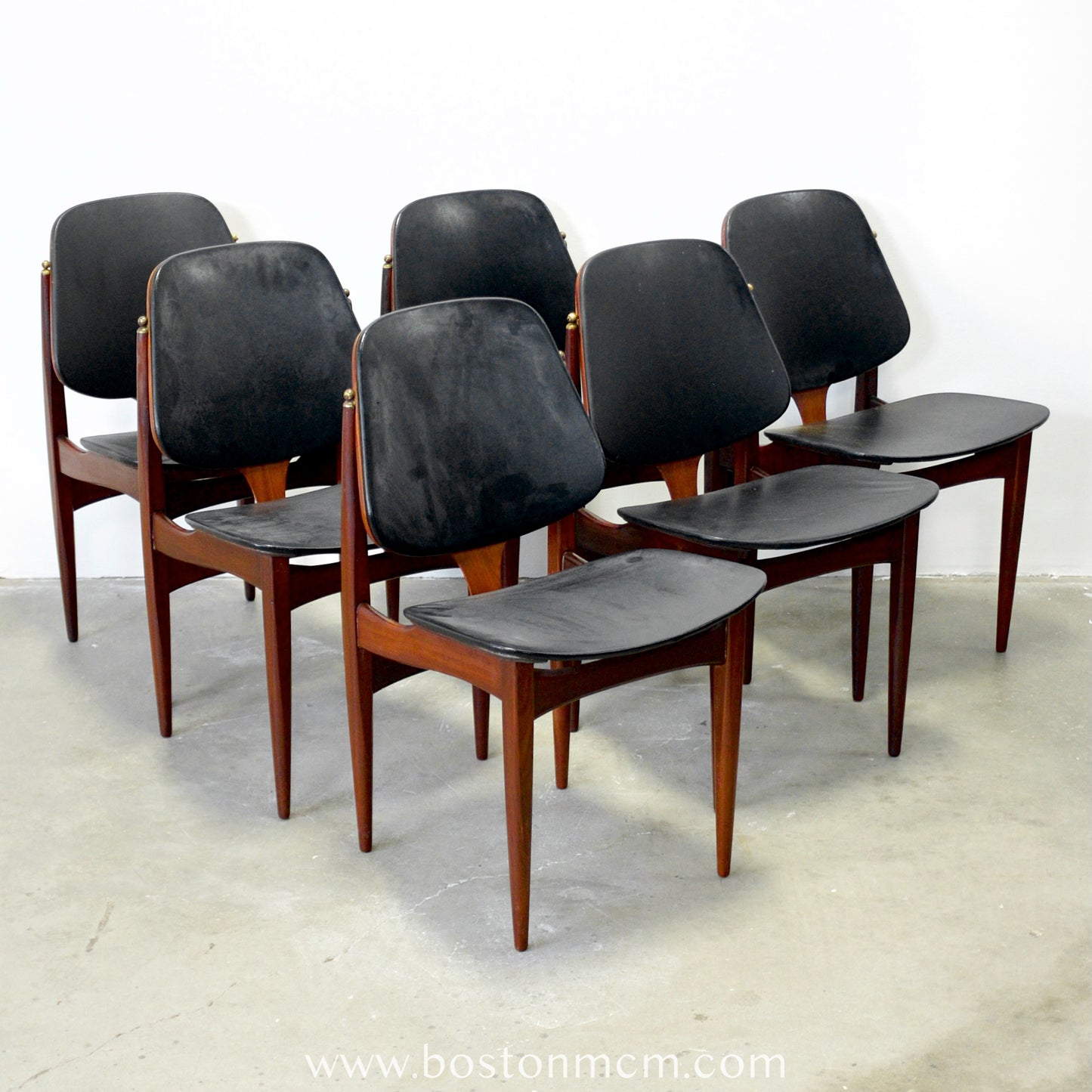 Elliots of Newbury Teak Set of 6 Dining Chairs - #A142