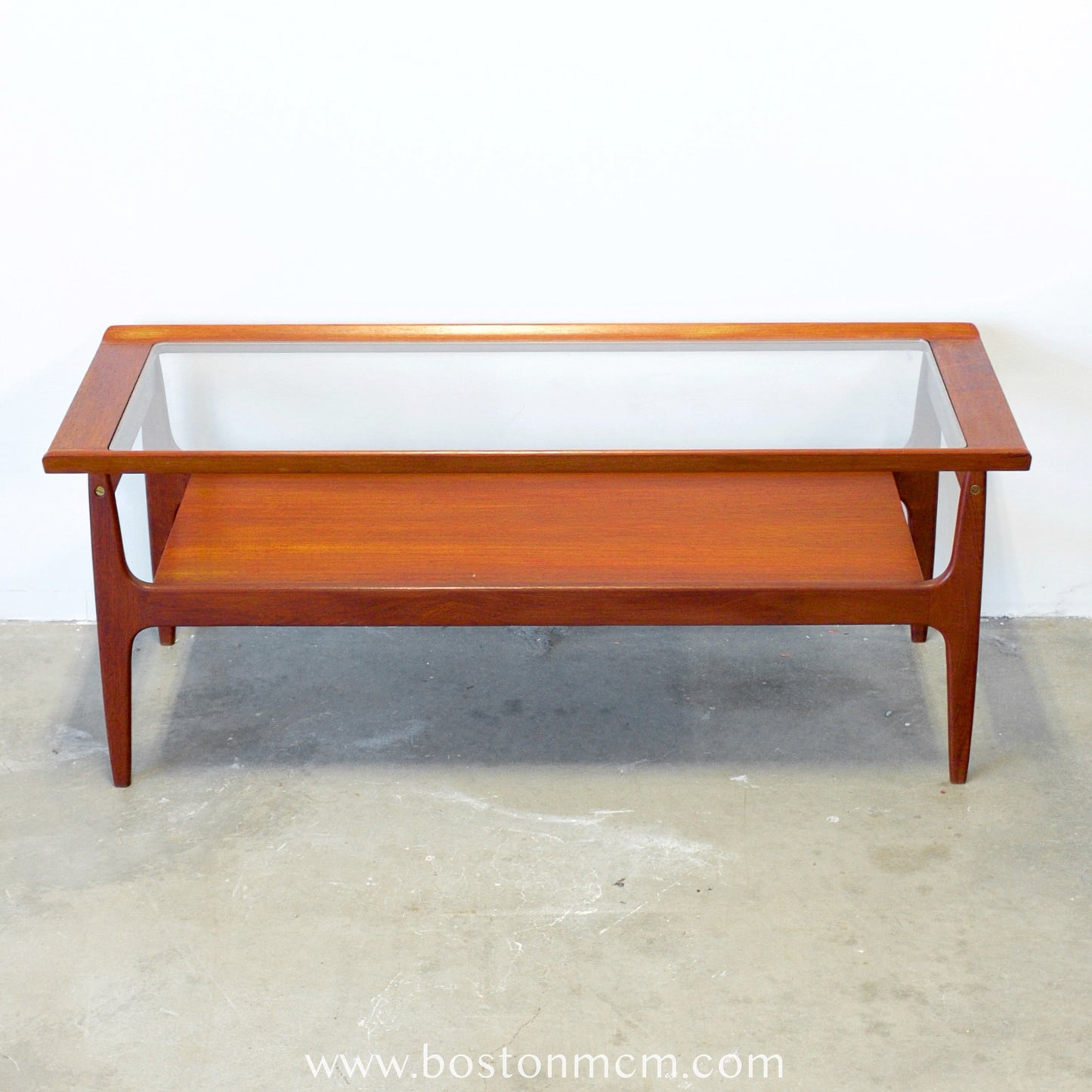 Danish Teak Glass Top Coffee Table - #B27