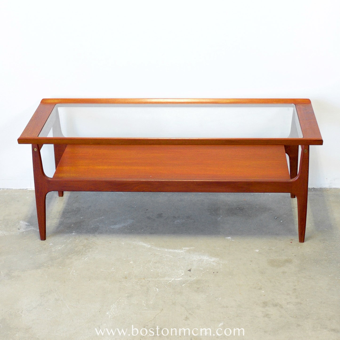 Danish Teak Glass Top Coffee Table - #B27