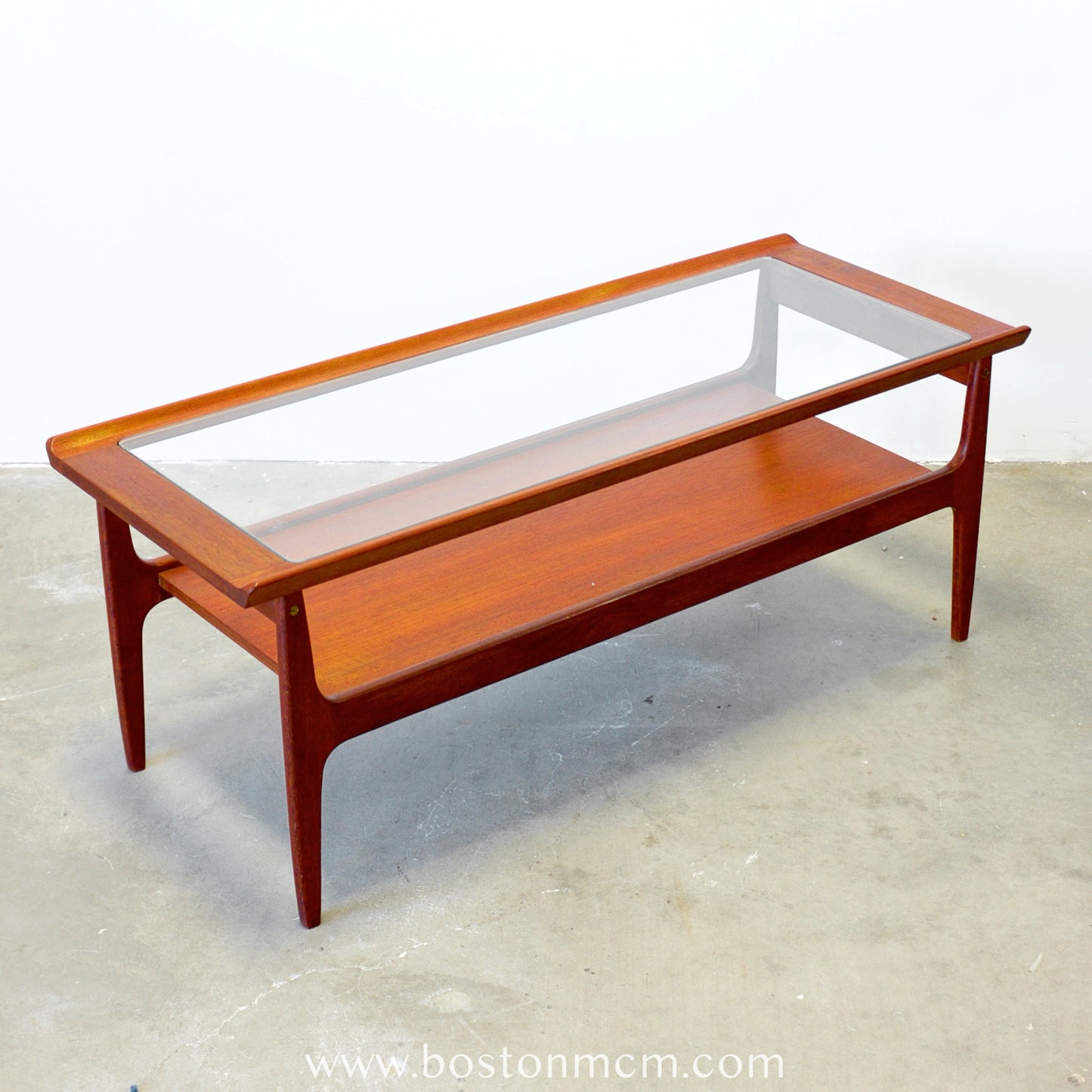 Danish Teak Glass Top Coffee Table - #B27