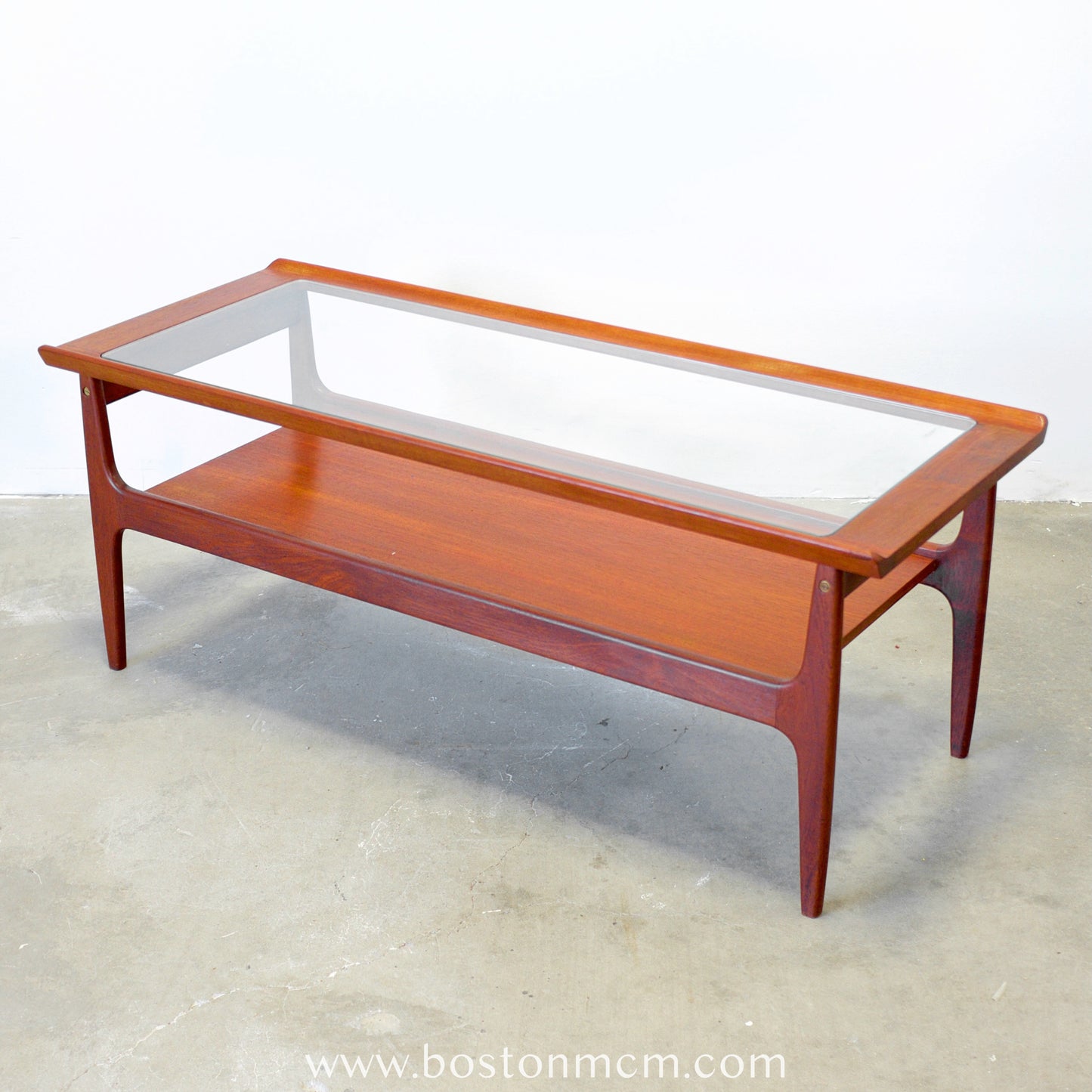 Danish Teak Glass Top Coffee Table - #B27