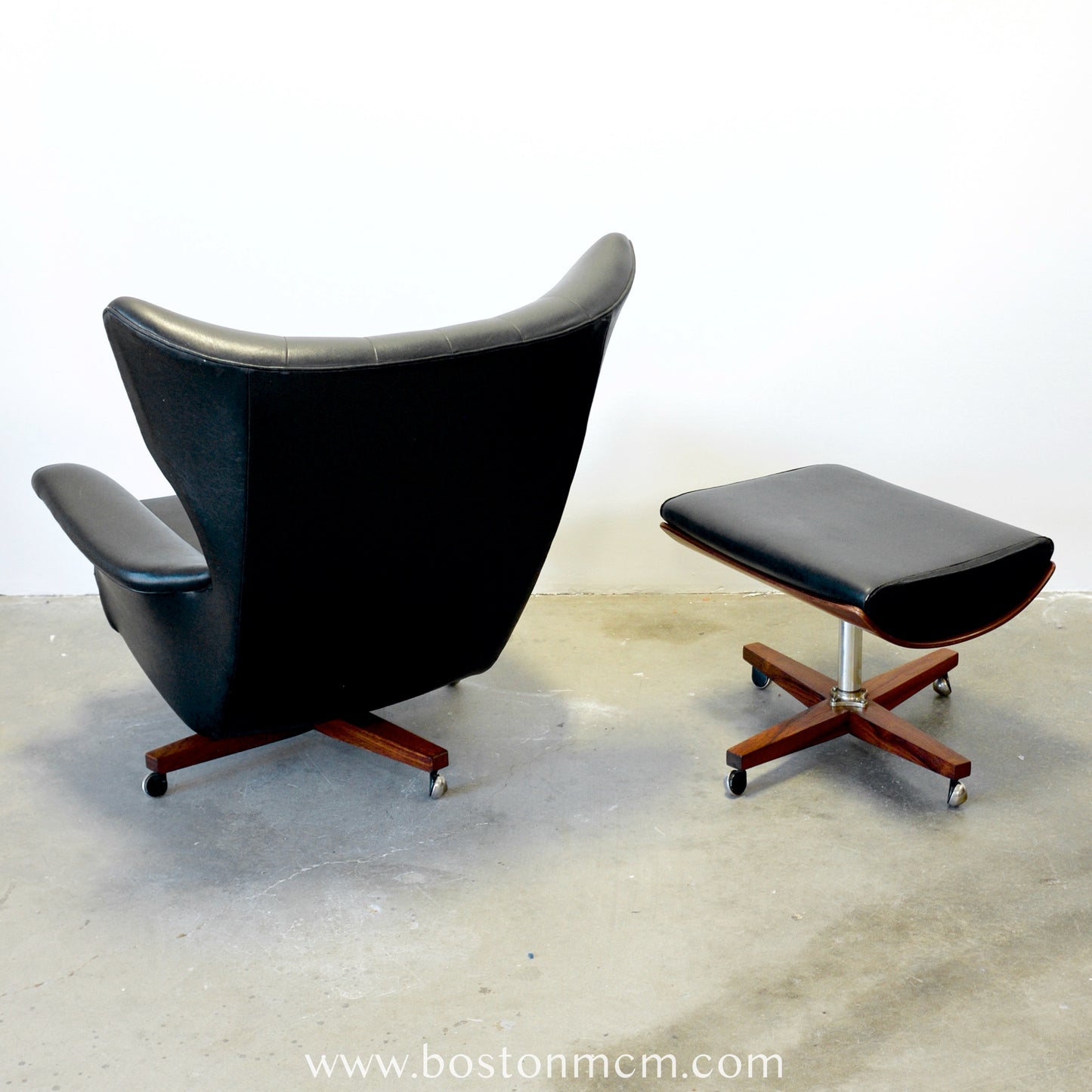 G-Plan Model 62 / 6250 Armchair & Model 6251 Stool in Black Vinyl - The "Blofeld" Chair - #B65