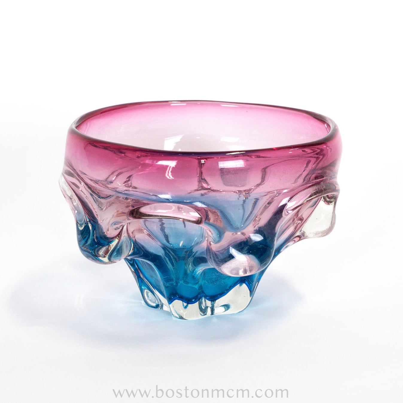 Art Glass Blue-Pink Bowl Designed by Josef Hospodka for Chribska Glassworks