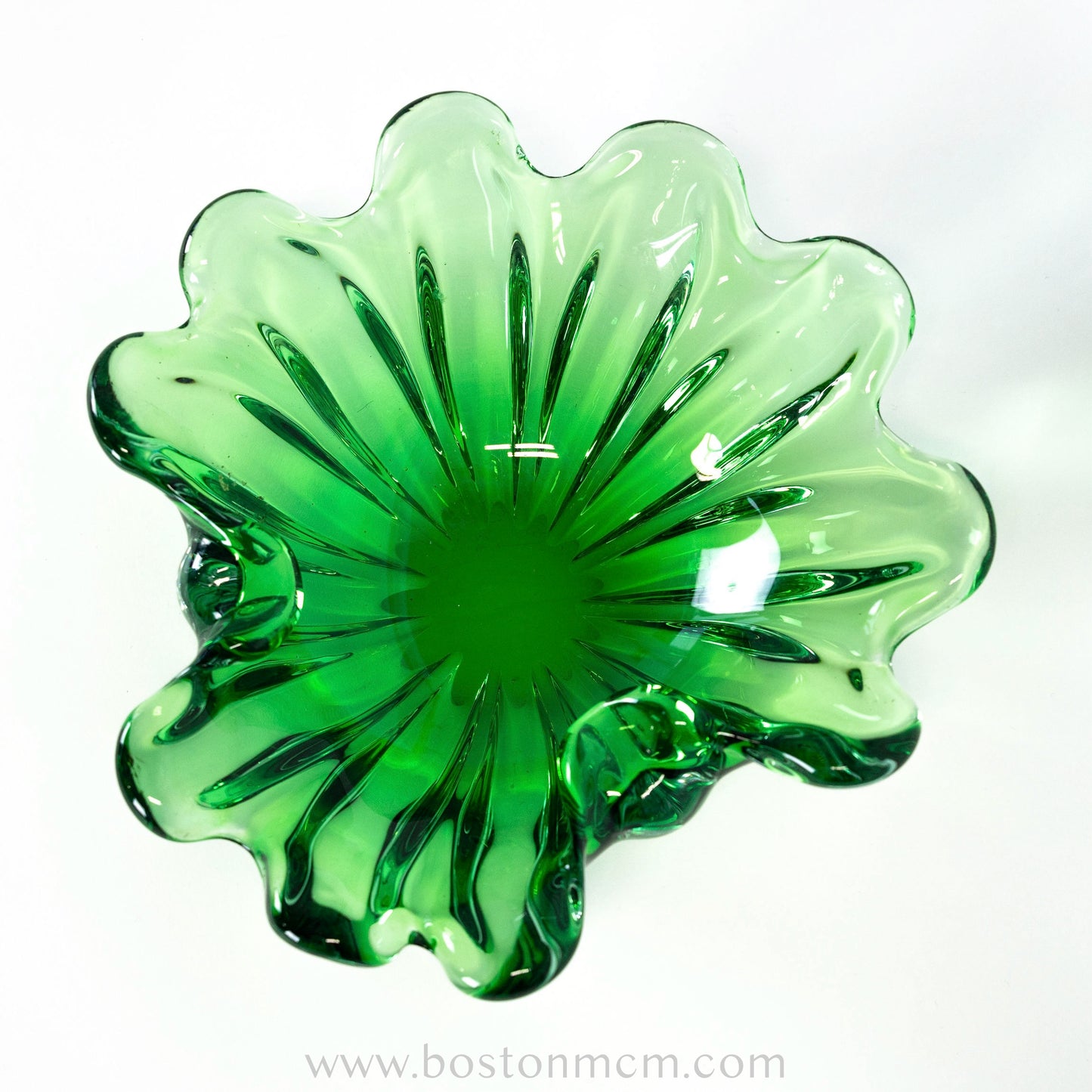 Green European Art Glass Bowl