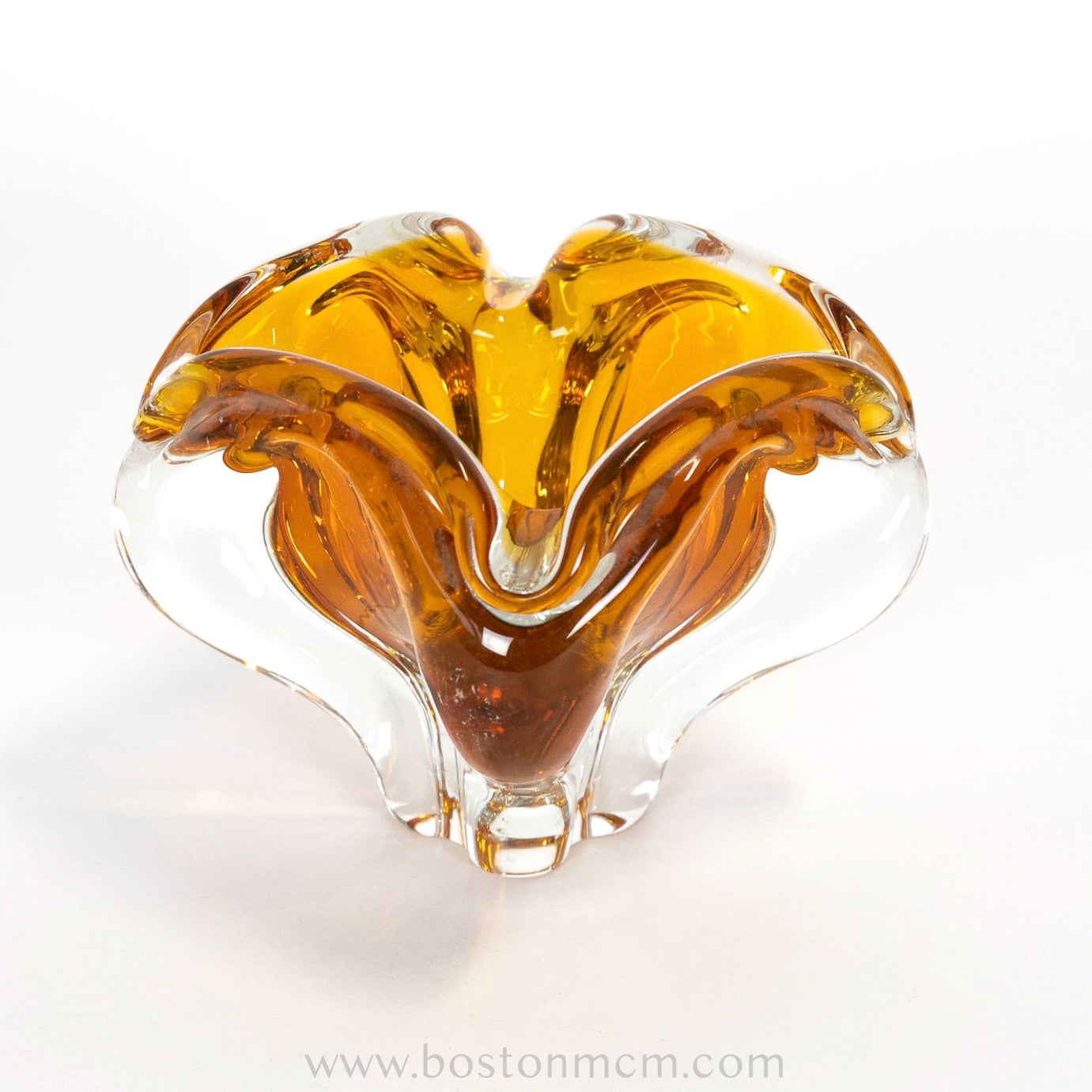 Art Glass Orange Freeform Bowl Designed by Josef Hospodka for Chribska Glassworks #19