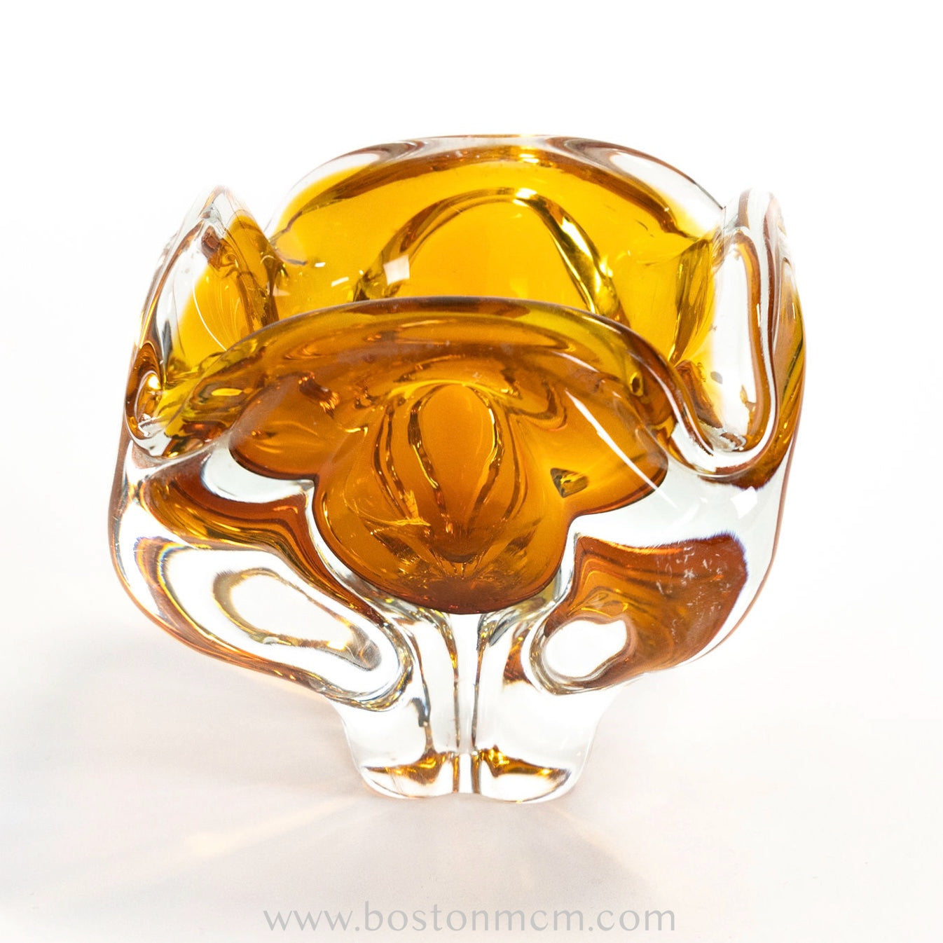 Art Glass Orange Freeform Bowl Designed by Josef Hospodka for Chribska Glassworks #19