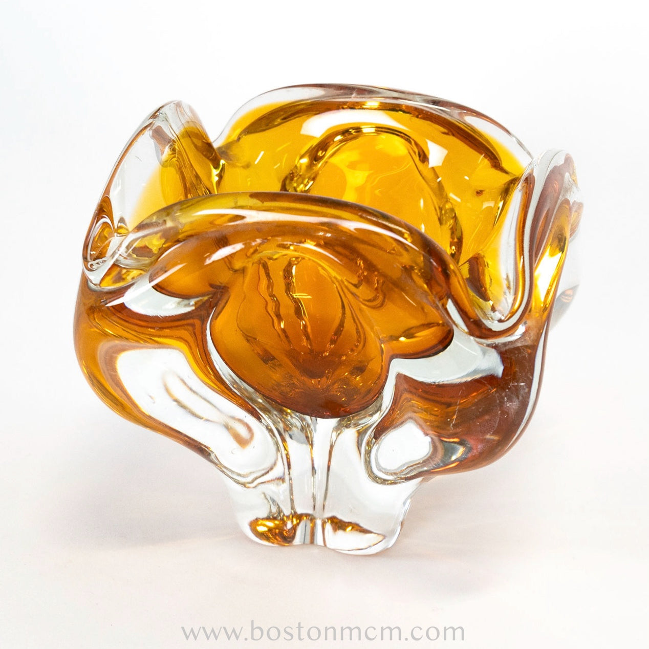 Art Glass Orange Freeform Bowl Designed by Josef Hospodka for Chribska Glassworks #19