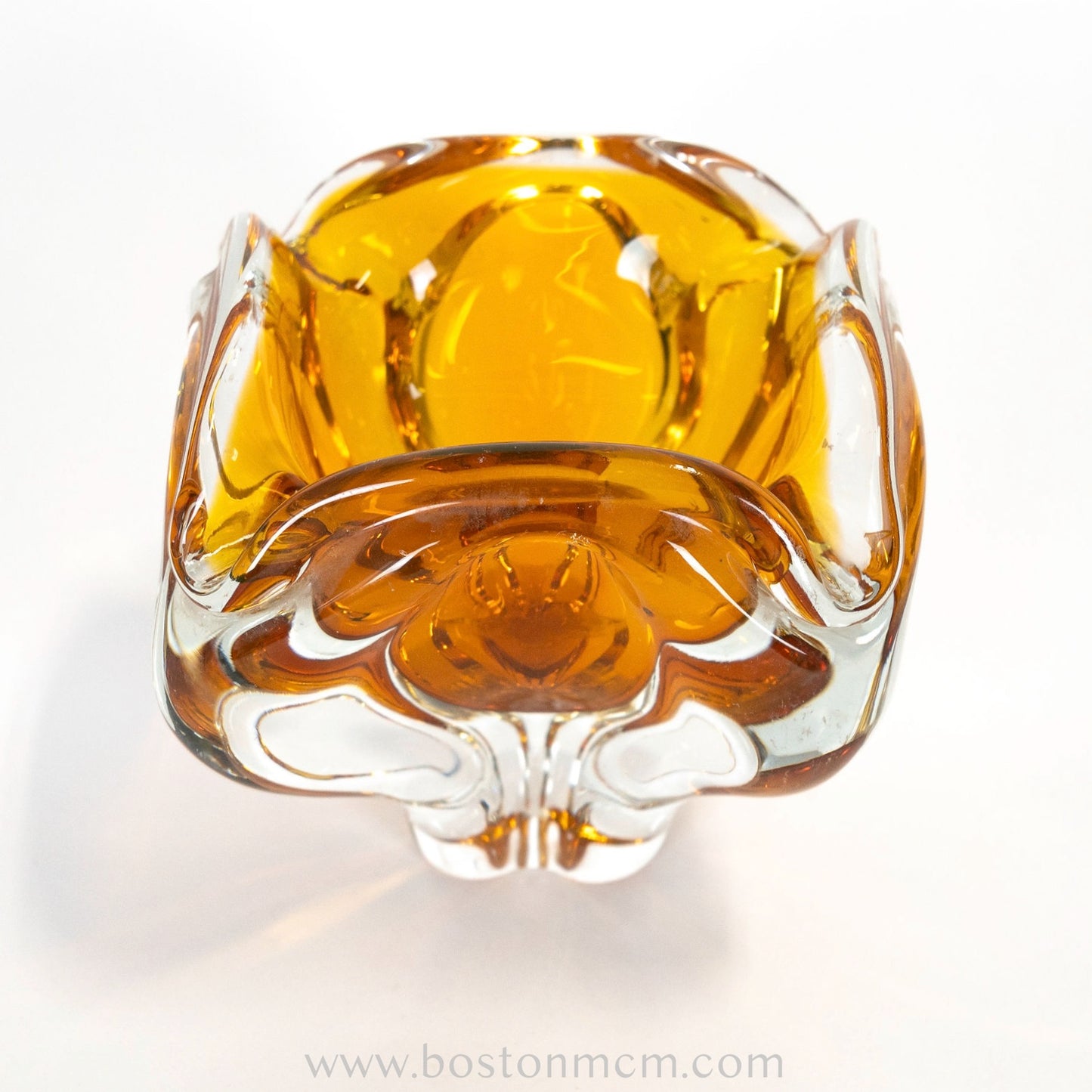 Art Glass Orange Freeform Bowl Designed by Josef Hospodka for Chribska Glassworks #19