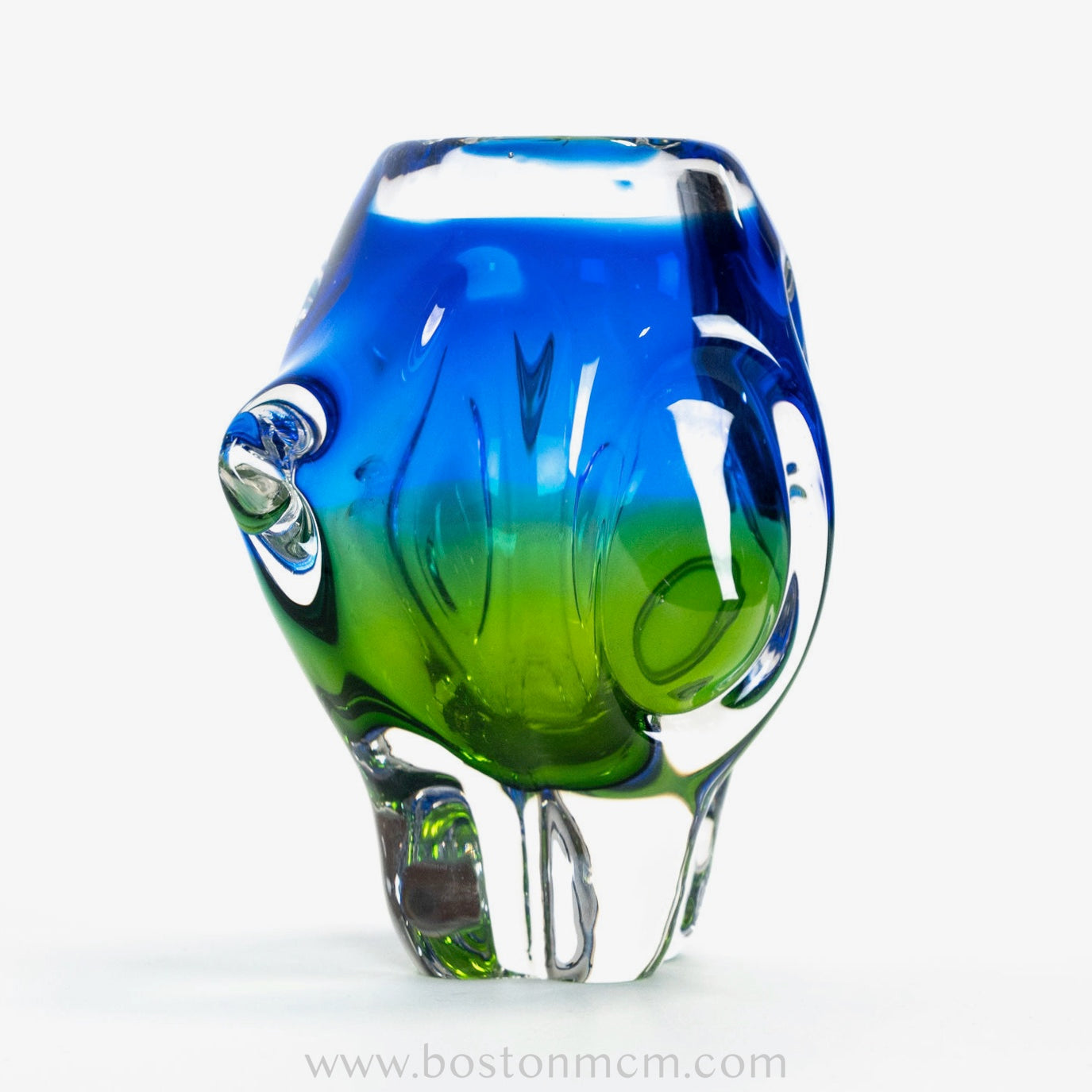 Art Glass Blue-Green Vase by Chribska Glassworks #17