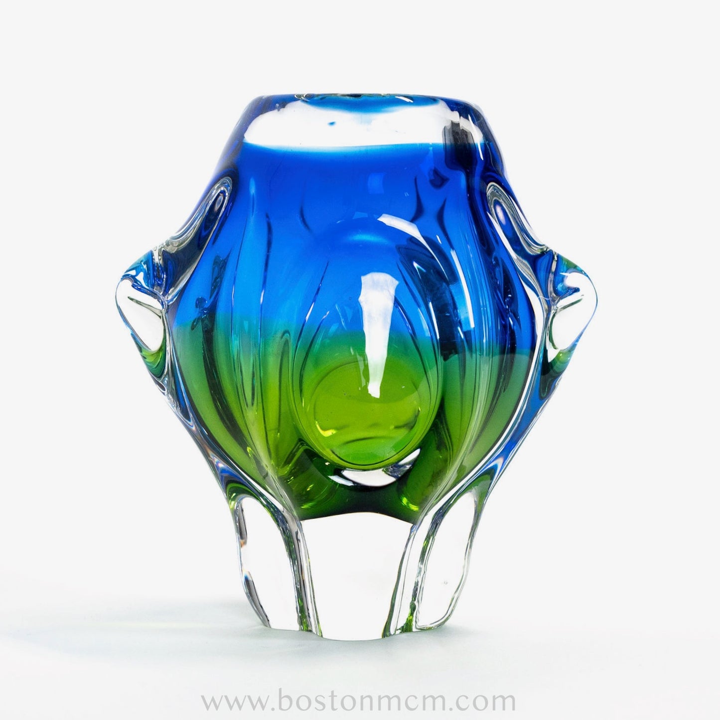 Art Glass Blue-Green Vase by Chribska Glassworks #17