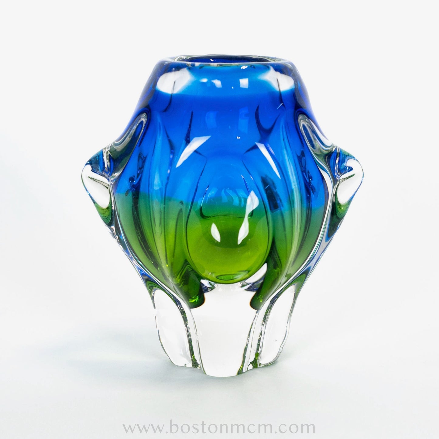 Art Glass Blue-Green Vase by Chribska Glassworks #17