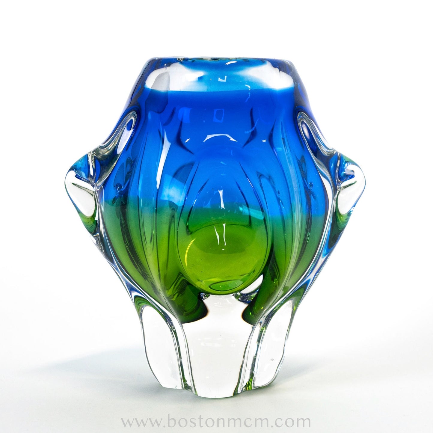 Art Glass Blue-Green Vase by Chribska Glassworks #17