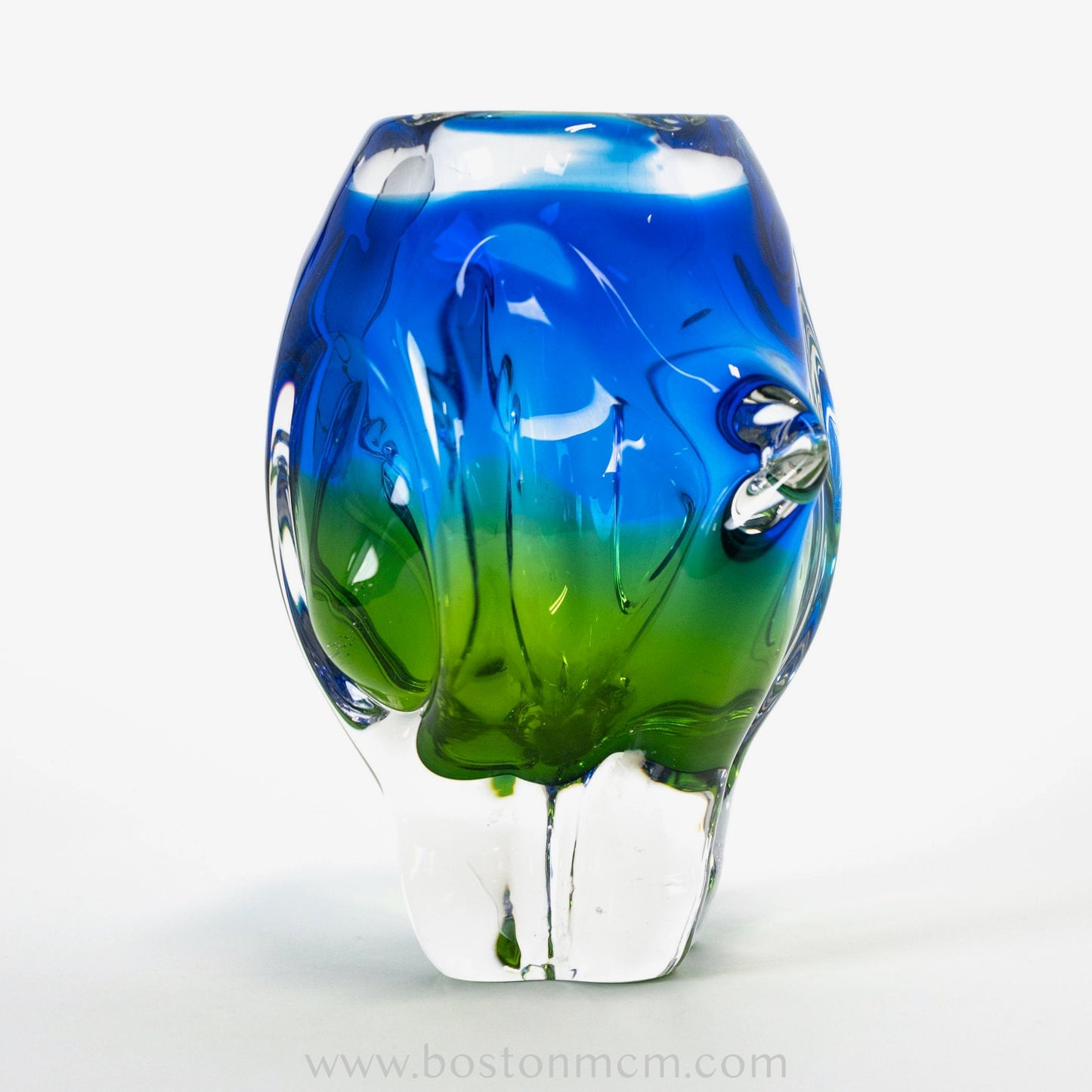 Art Glass Blue-Green Vase by Chribska Glassworks #17