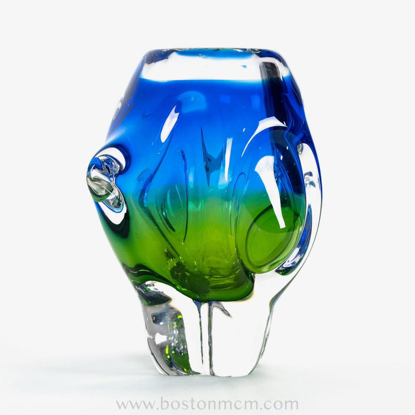 Art Glass Blue-Green Vase by Chribska Glassworks #17