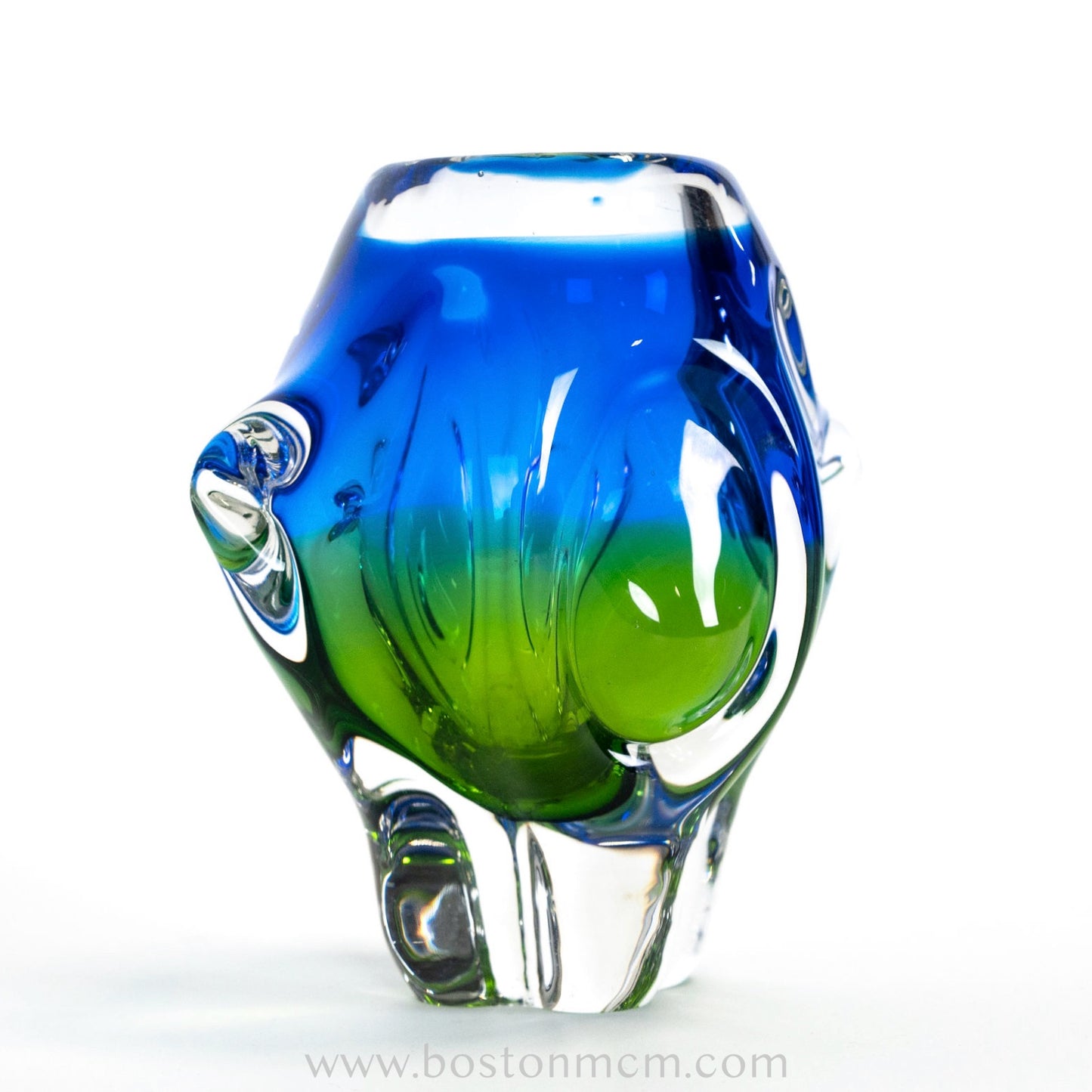 Art Glass Blue-Green Vase by Chribska Glassworks #17