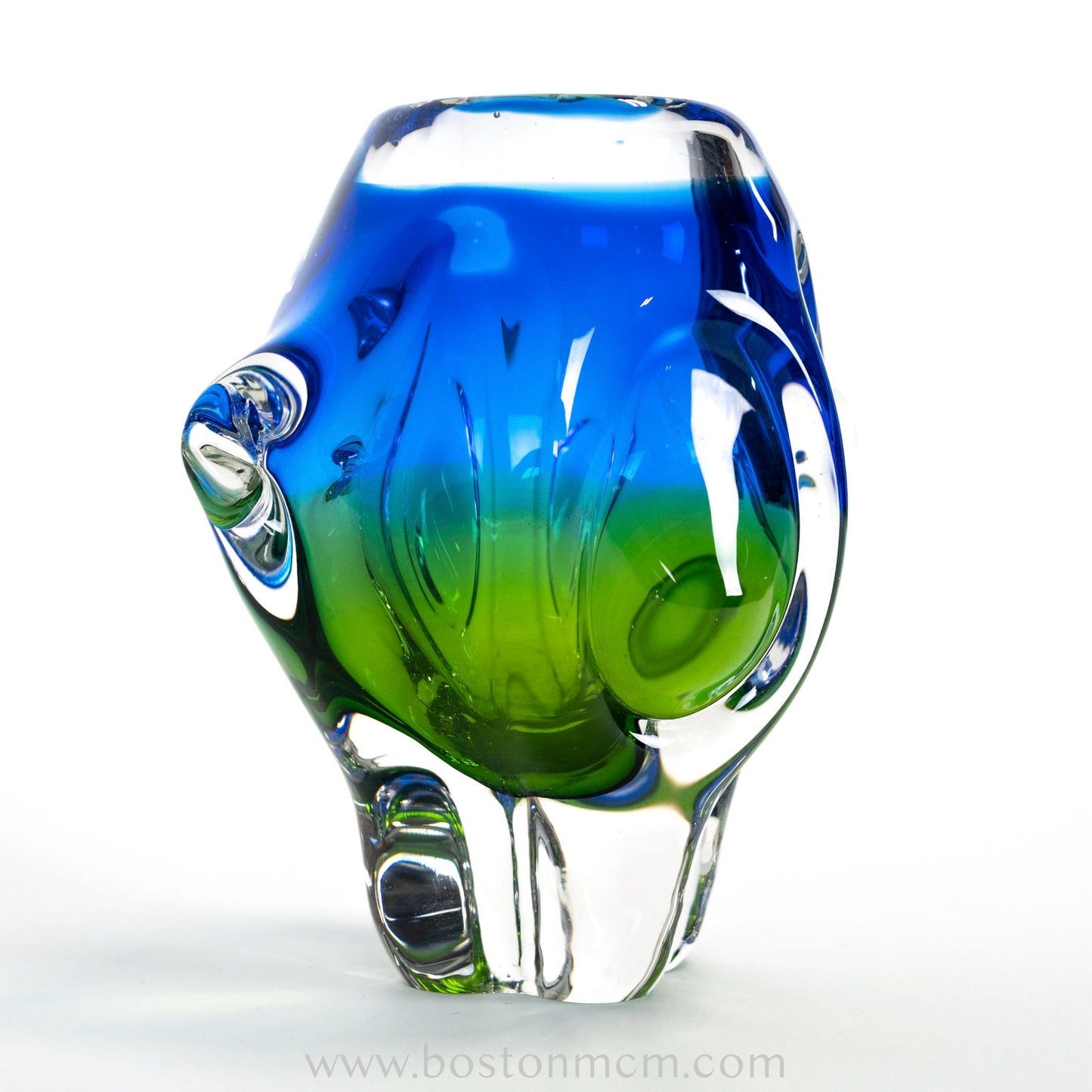 Art Glass Blue-Green Vase by Chribska Glassworks #17