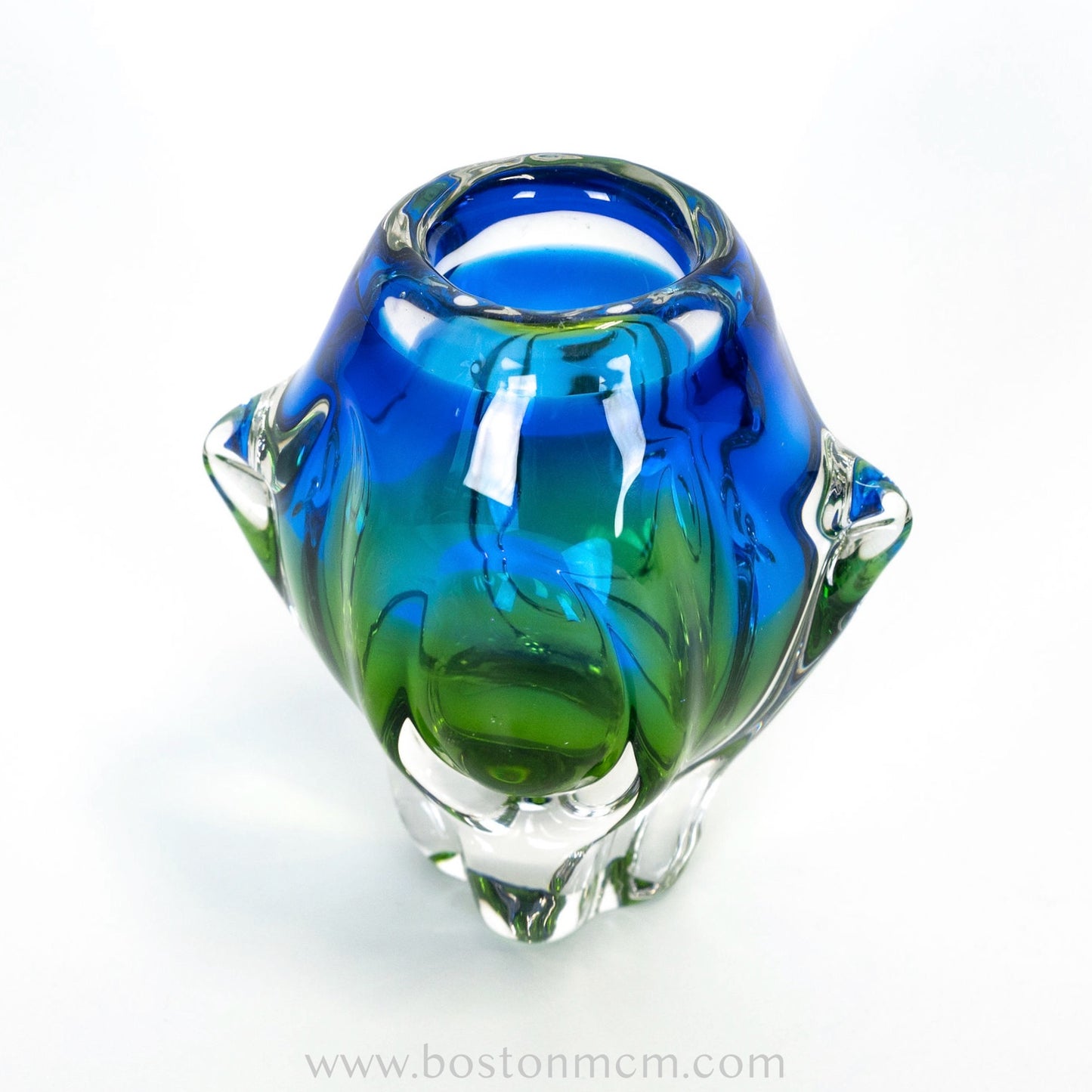 Art Glass Blue-Green Vase by Chribska Glassworks #17