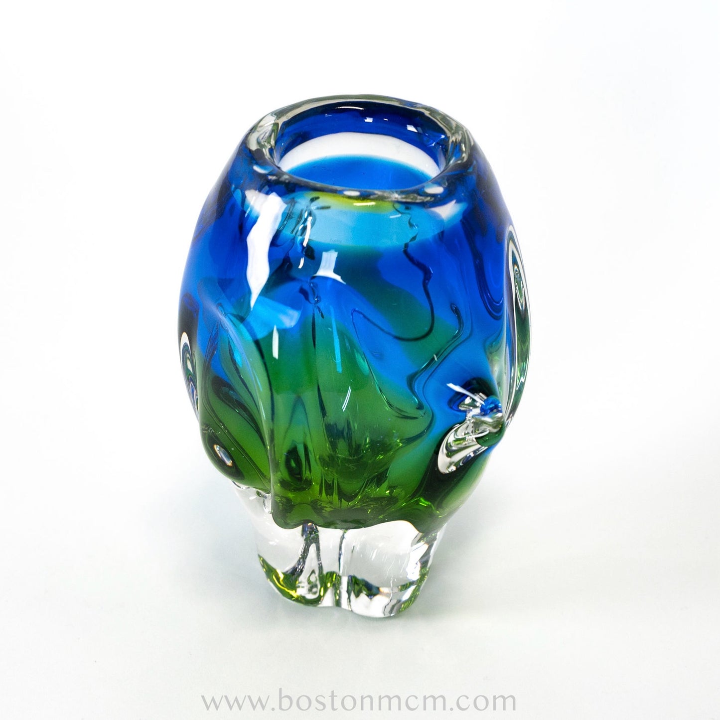 Art Glass Blue-Green Vase by Chribska Glassworks #17