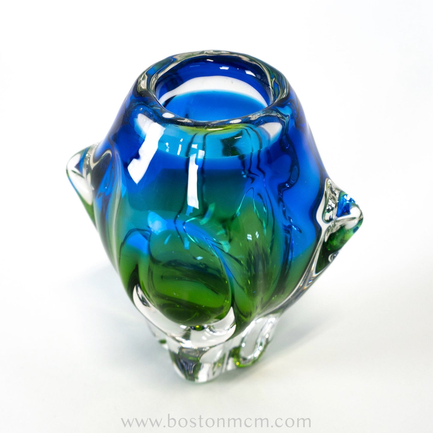 Art Glass Blue-Green Vase by Chribska Glassworks #17