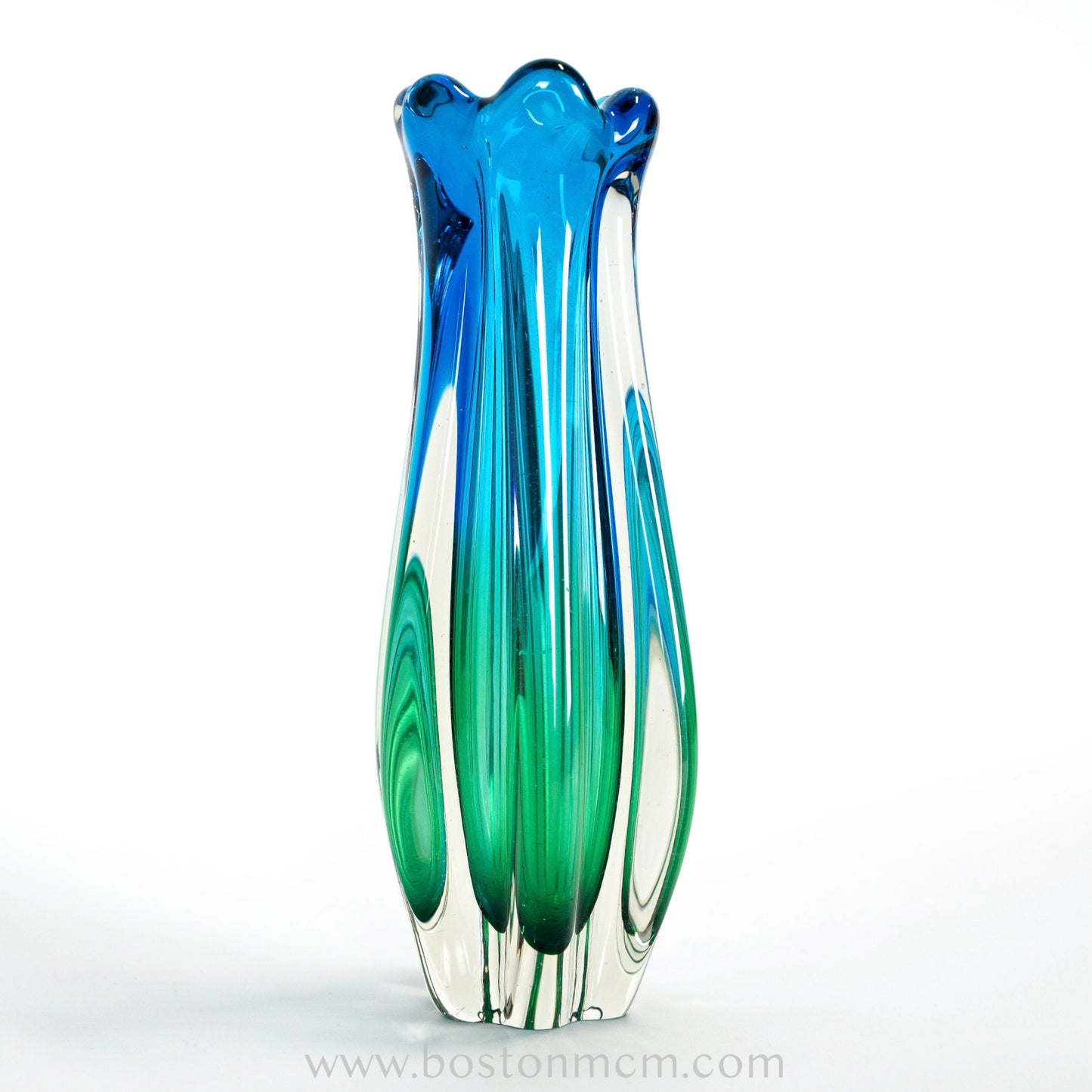 Green-Blue Art Glass Vase by Sanyu