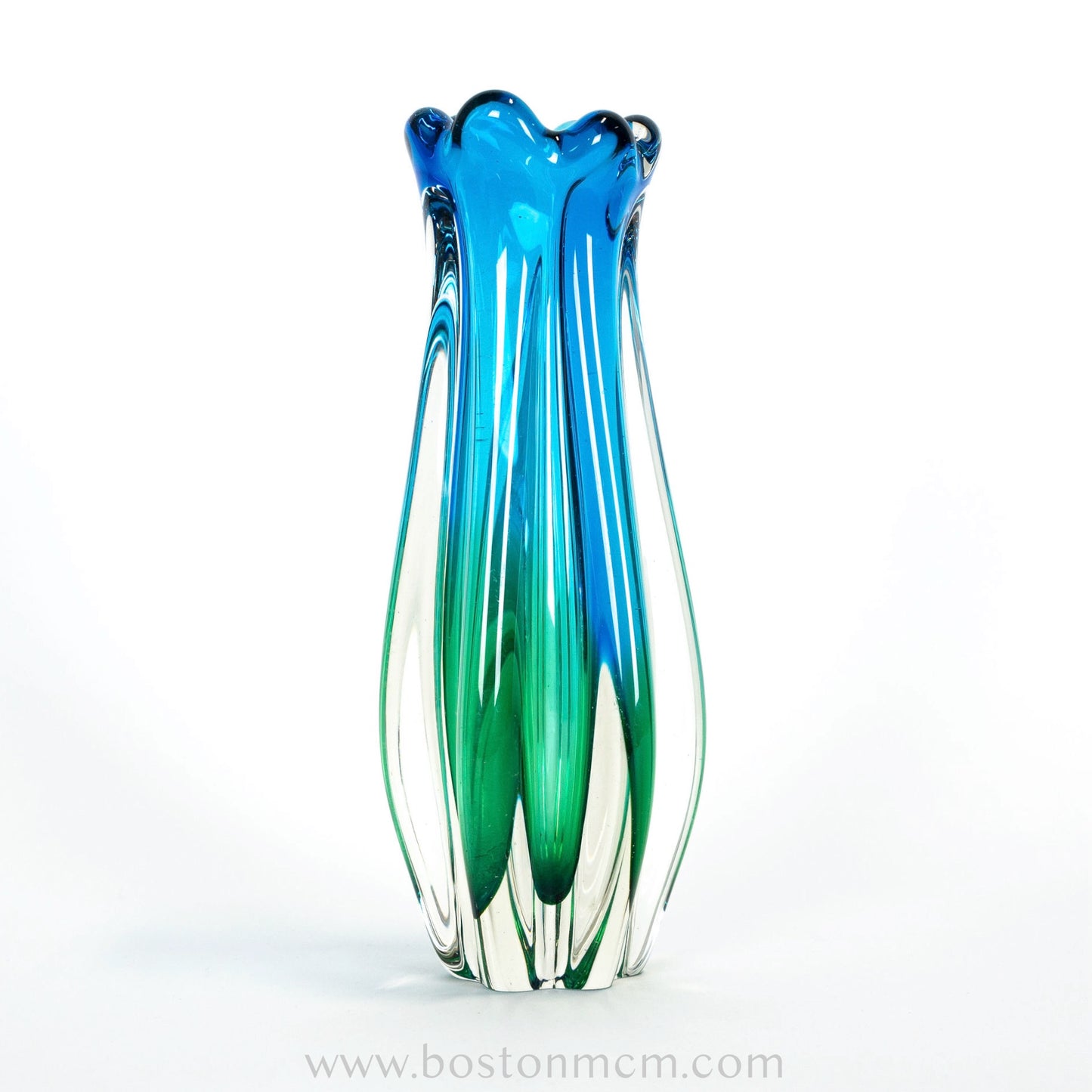 Green-Blue Art Glass Vase by Sanyu